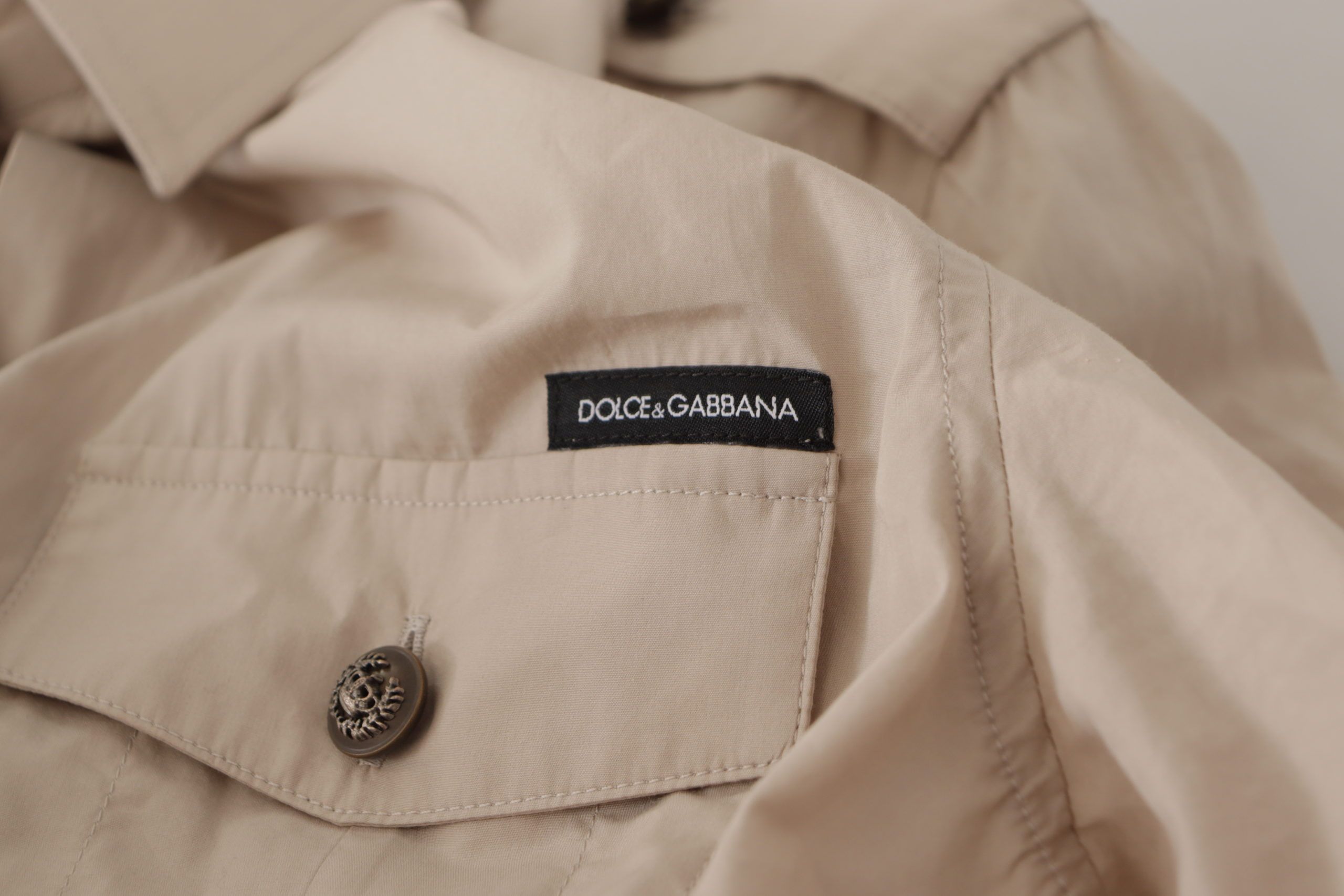 Dolce &amp; Gabbana бежова поплин сафари риза с яка и джоб
