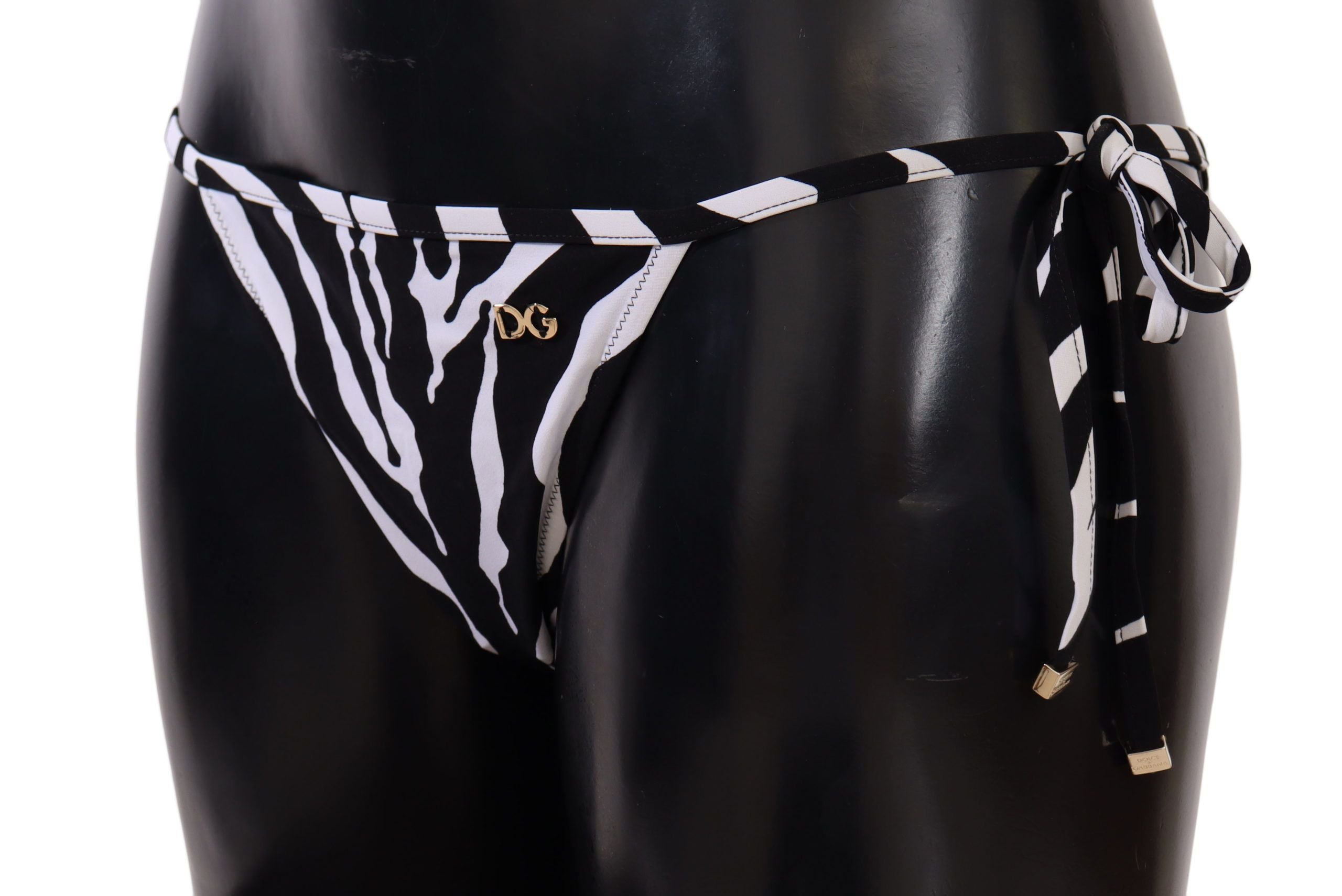 Dolce &amp; Gabbana Черно-бял бански бански костюм Zebra Долна част
