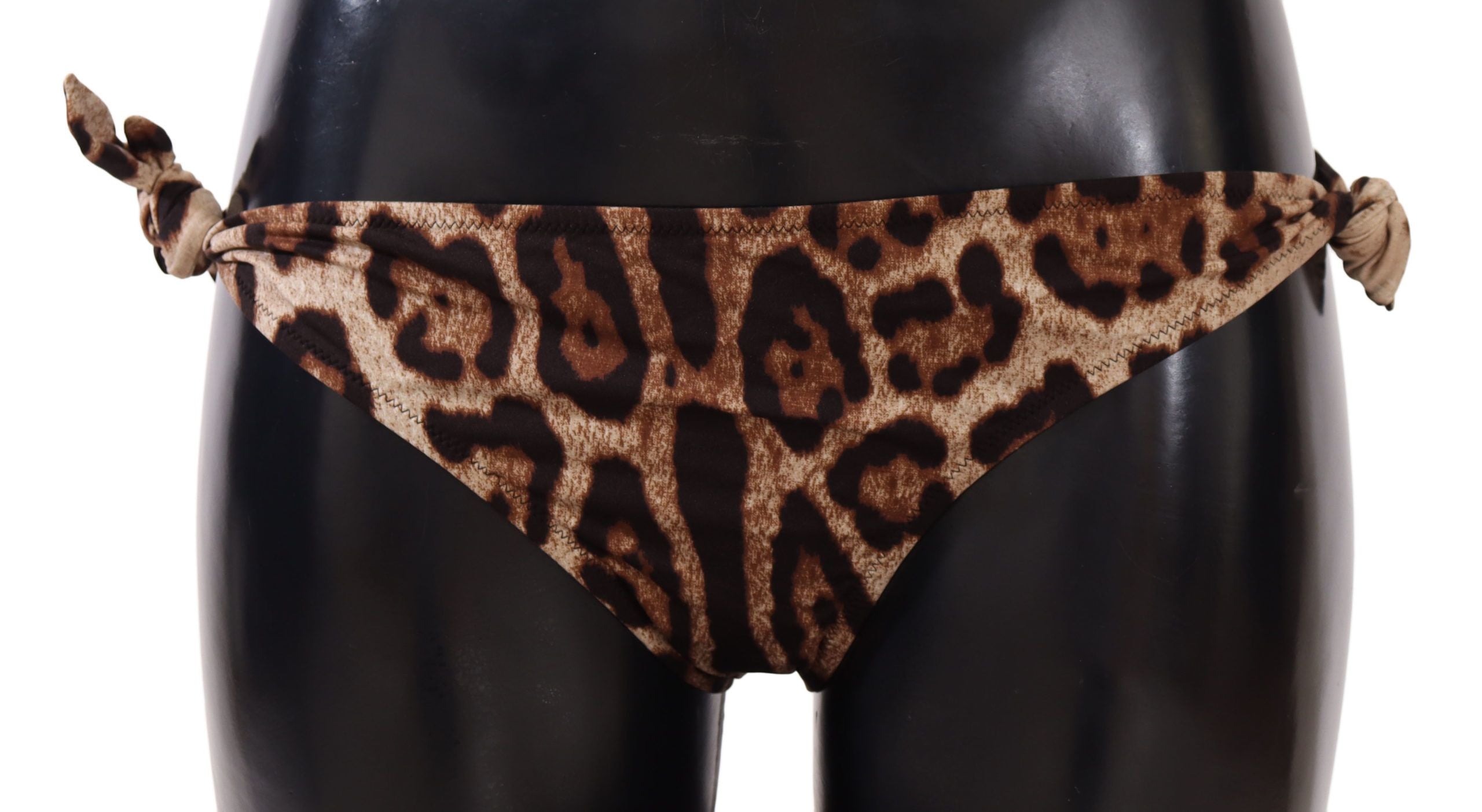 Dolce &amp; Gabbana Bikini Bottom Кафяв бански костюм с леопардов принт