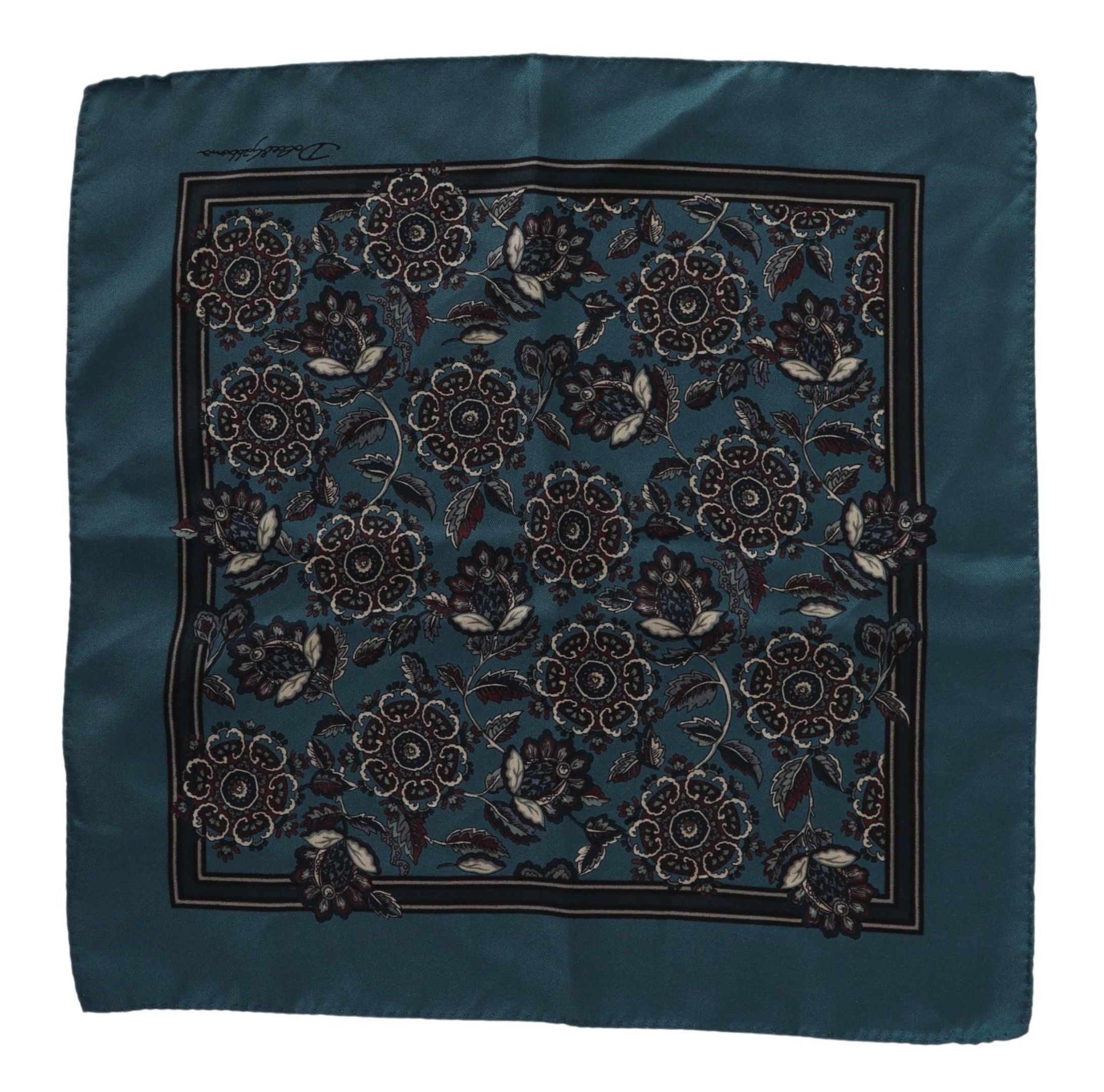 Dolce &amp; Gabbana син копринен квадратен шал с флорални кърпи