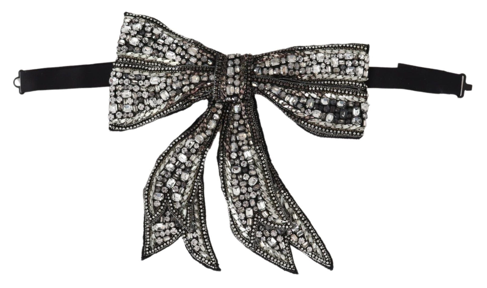 Dolce &amp; Gabbana Сребърни кристални мъниста с пайети Колие с папийонка