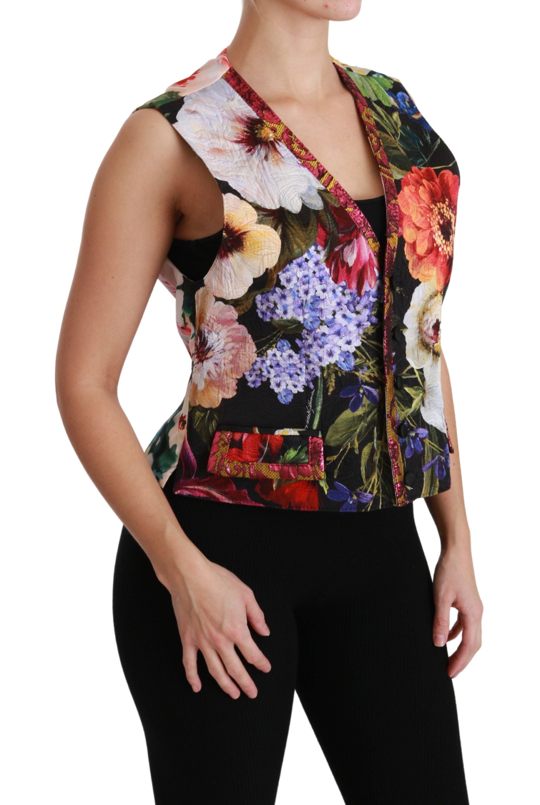 Dolce &amp; Gabbana Многоцветна горна жилетка без ръкави с флорални мотиви