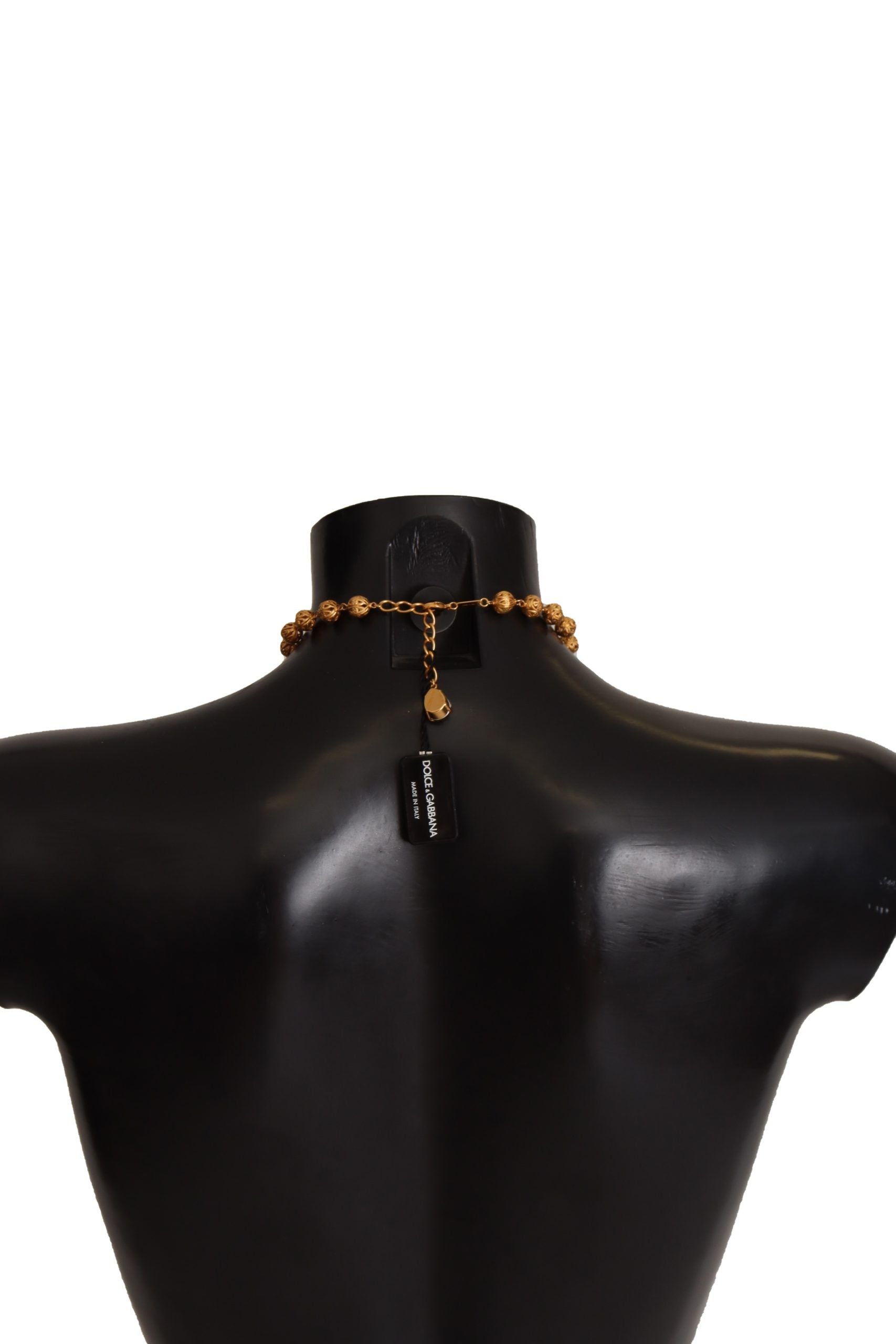 Dolce &amp; Gabbana Gold Brass Carretto Sicily Statement Колие с кристална верига