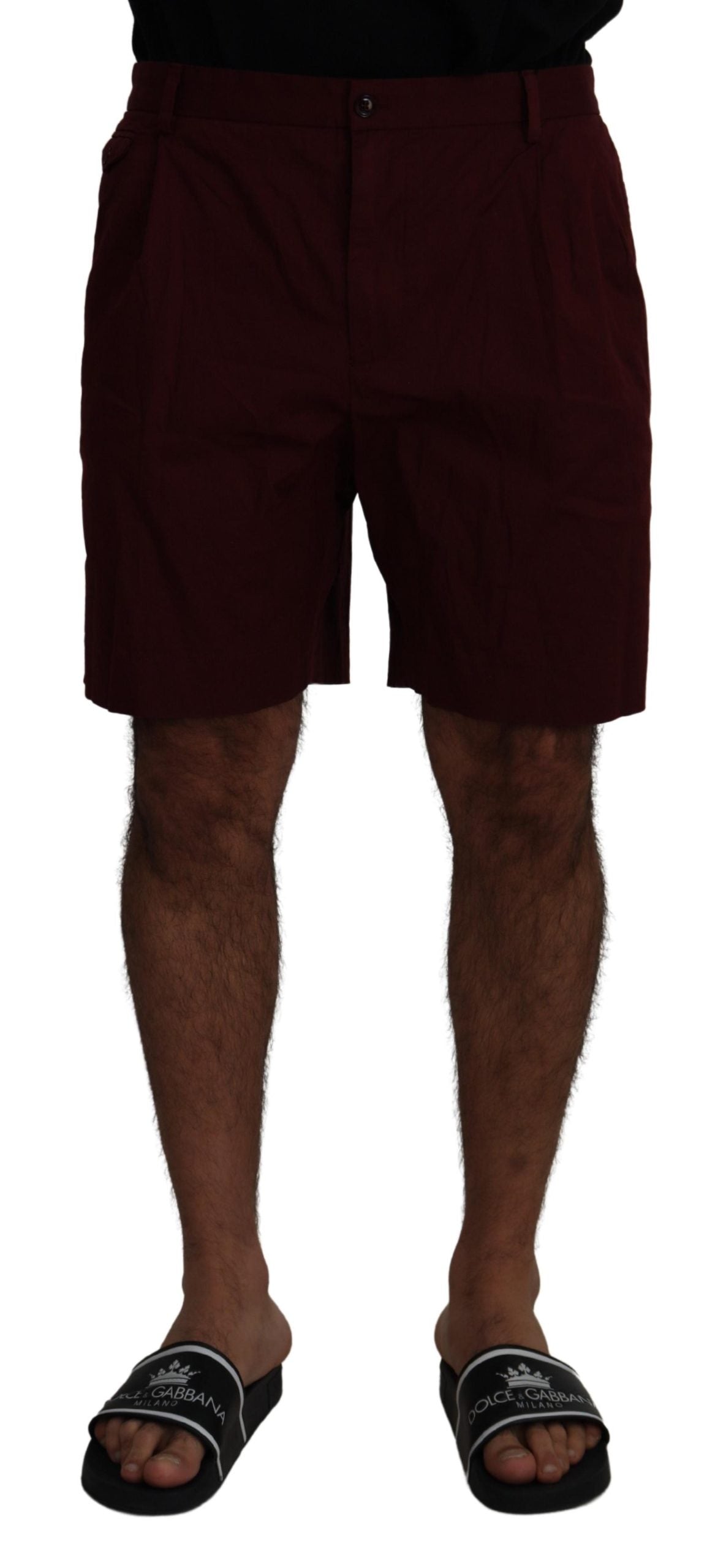 Dolce &amp; Gabbana Maroon Cotton Bermuda Casual Shorts