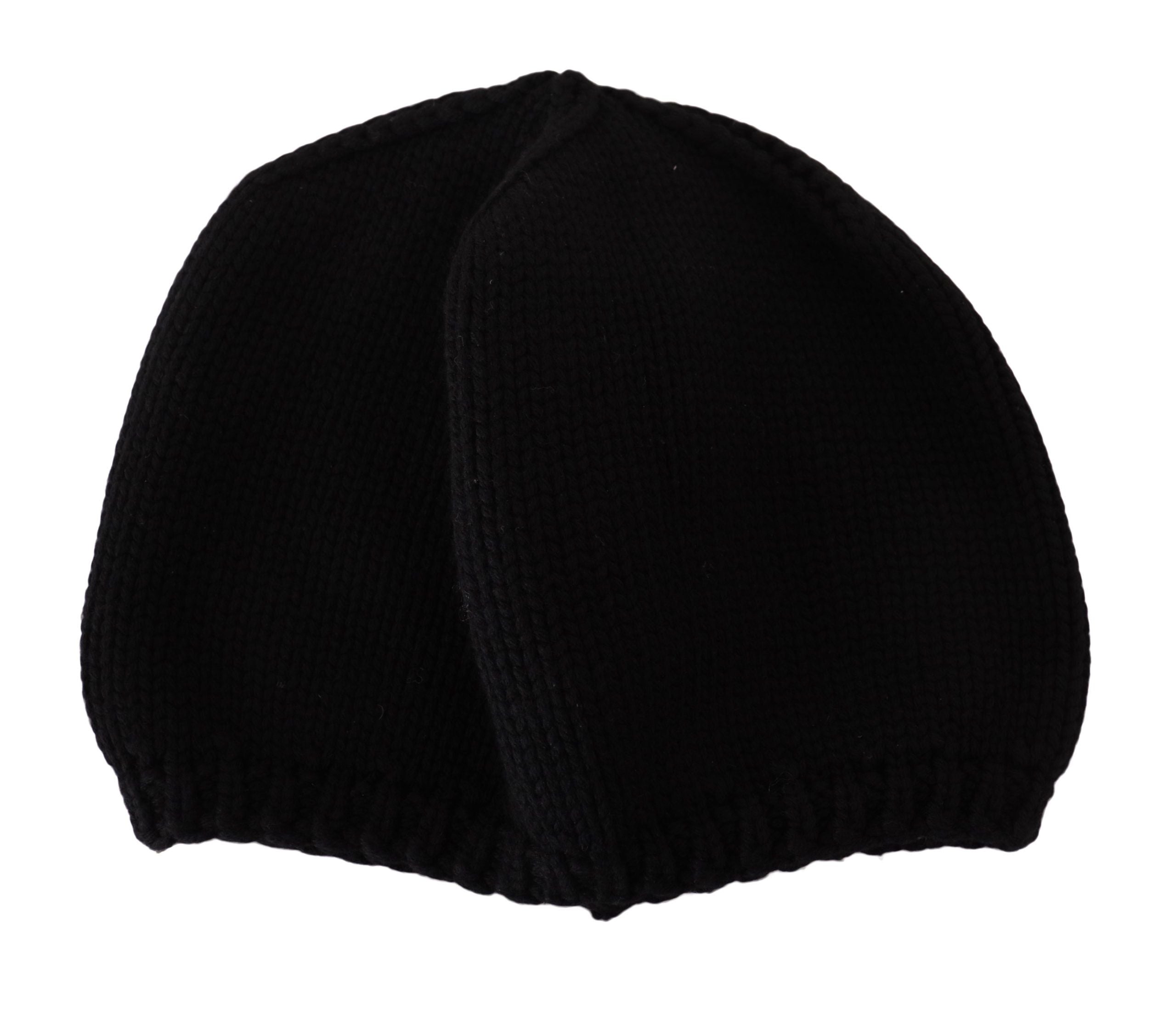 Черна вълнена плетена зимна шапка Dolce &amp; Gabbana