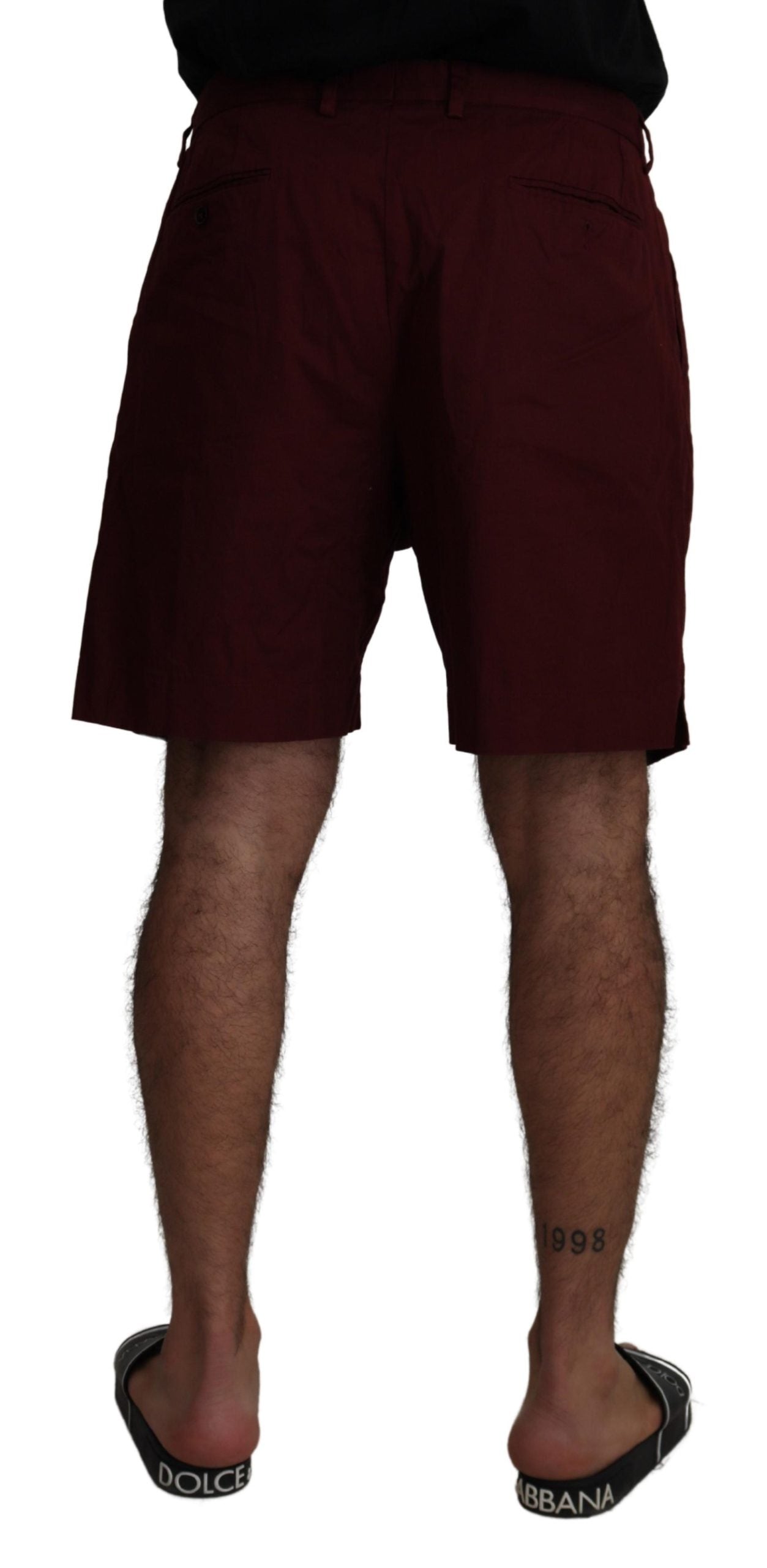 Dolce &amp; Gabbana Maroon Cotton Bermuda Casual Shorts