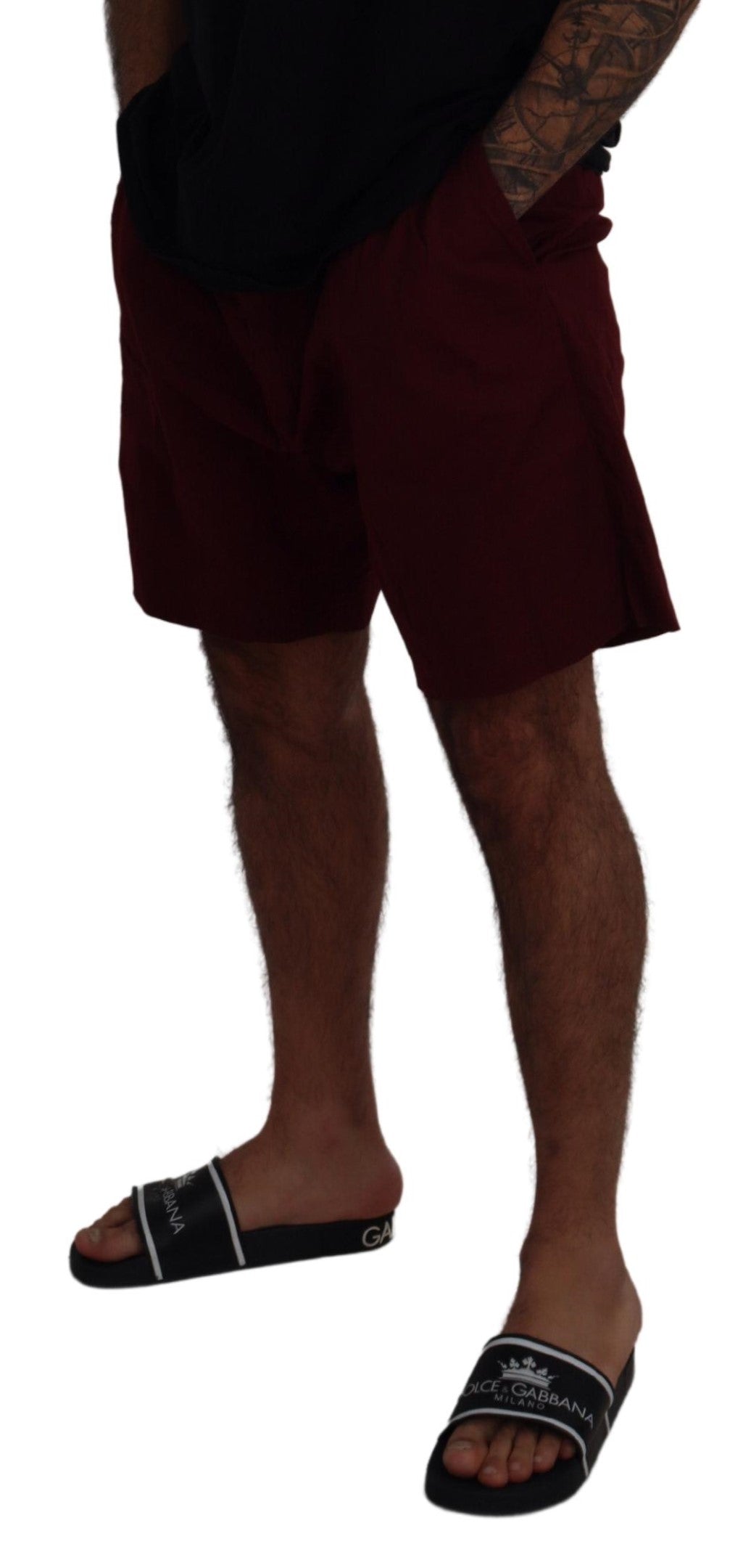 Dolce &amp; Gabbana Maroon Cotton Bermuda Casual Shorts