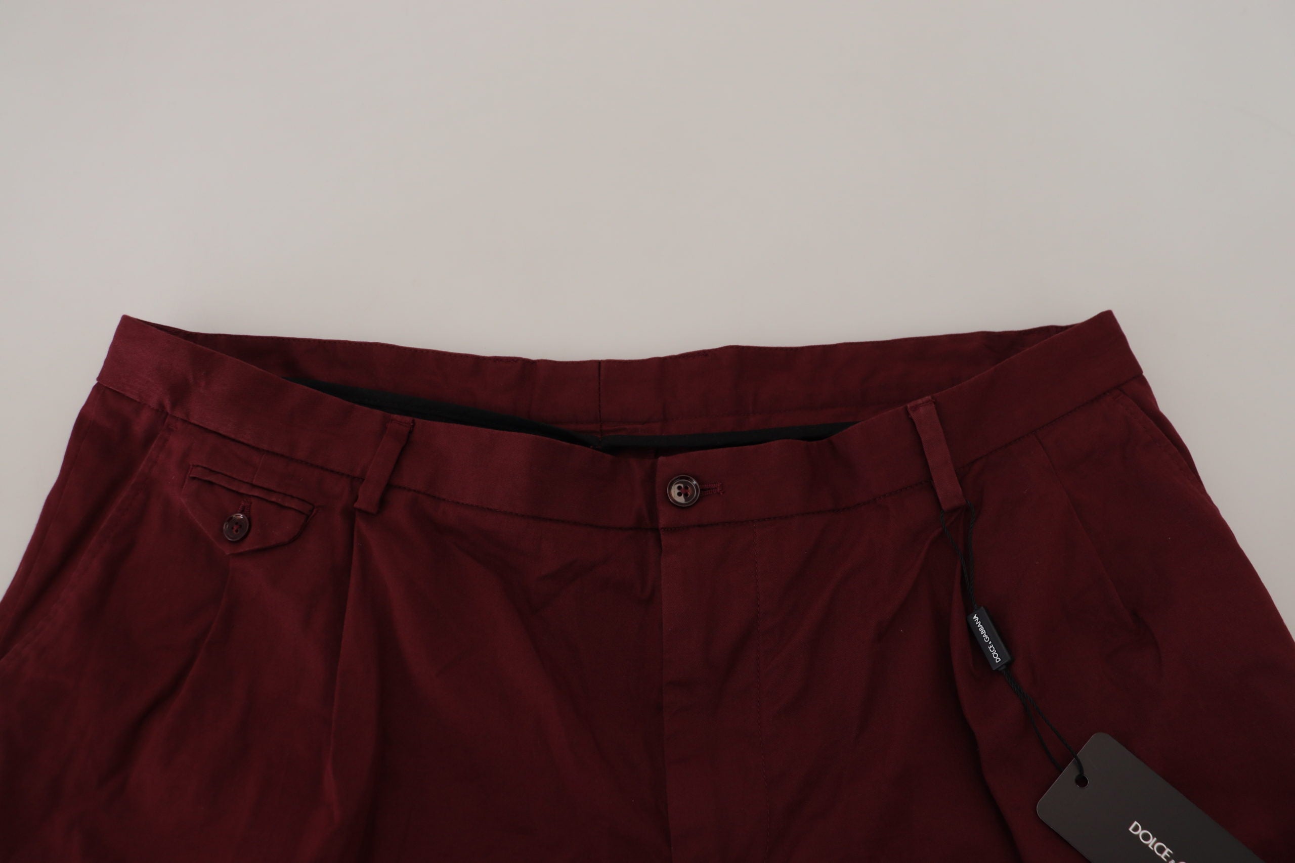 Dolce &amp; Gabbana Maroon Cotton Bermuda Casual Shorts