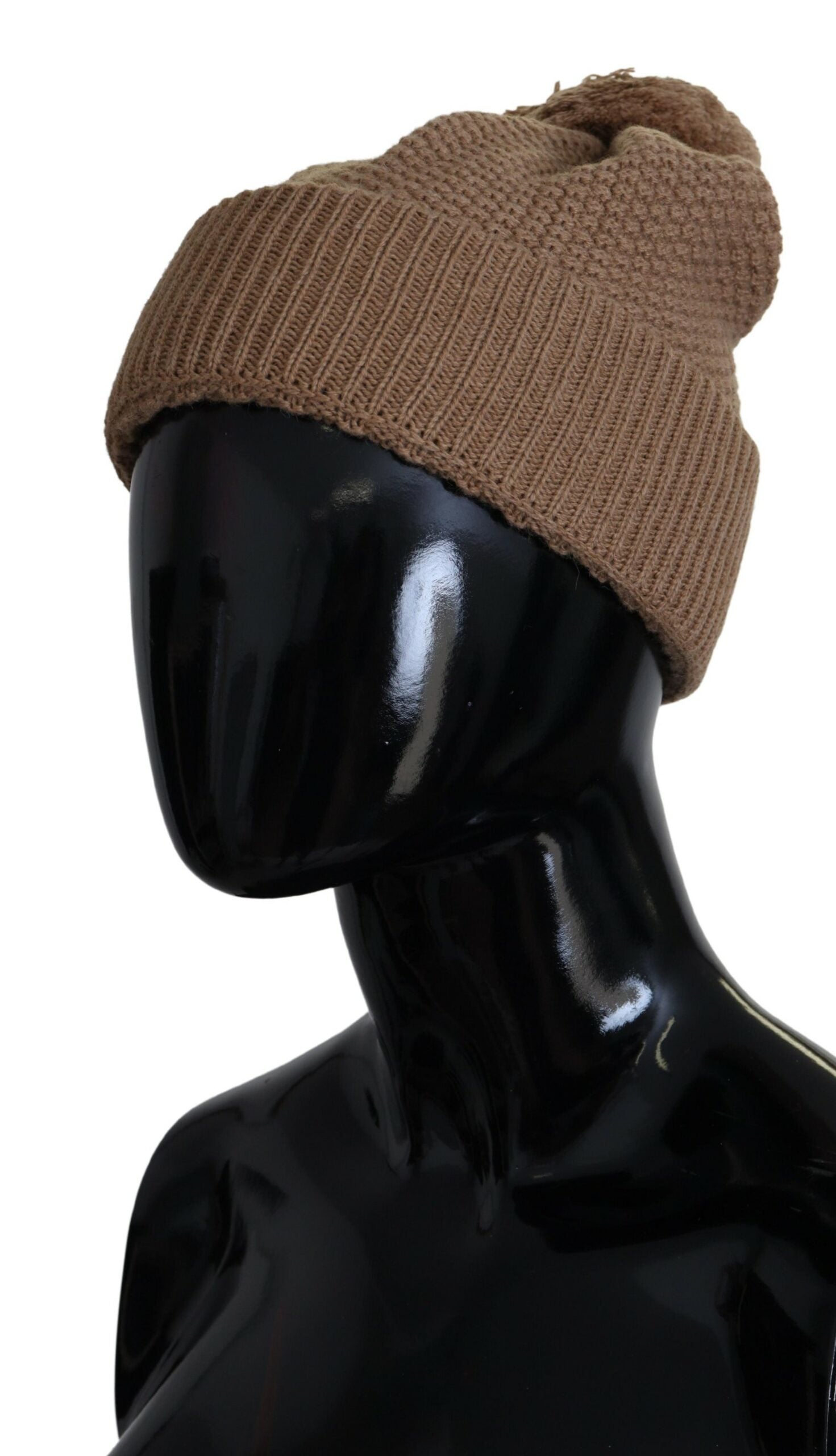 Dolce &amp; Gabbana зимна шапка с кафява плътна плетена топка