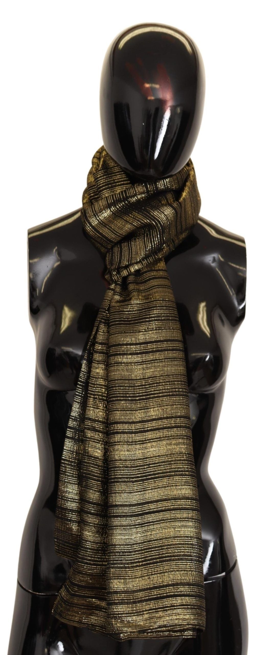 Dolce &amp; Gabbana Metallic Gold Silk Stretch Shal Wrap Scarf