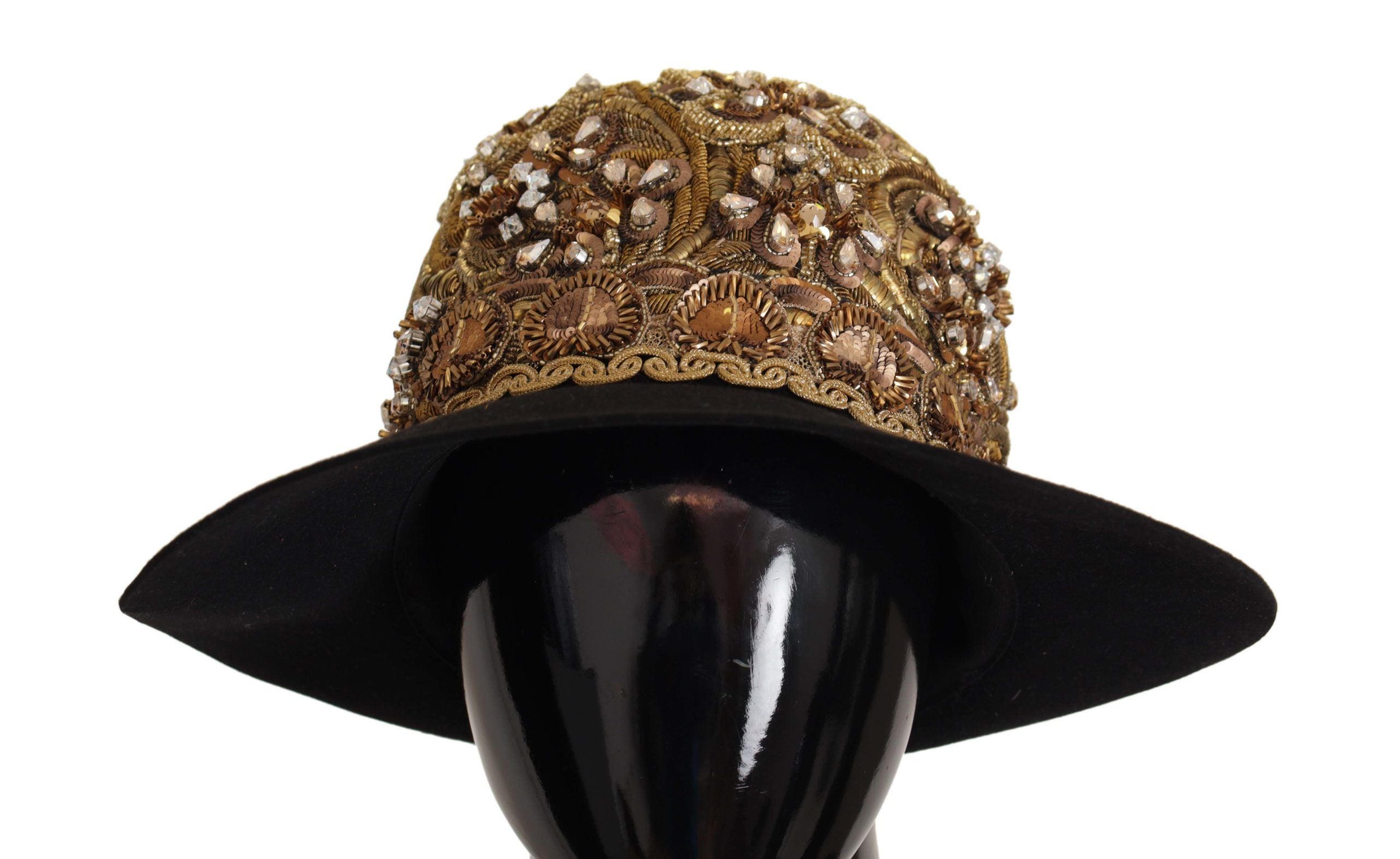 Dolce &amp; Gabbana, украсена със злато кристална шапка Fedora, бродирана с кристали