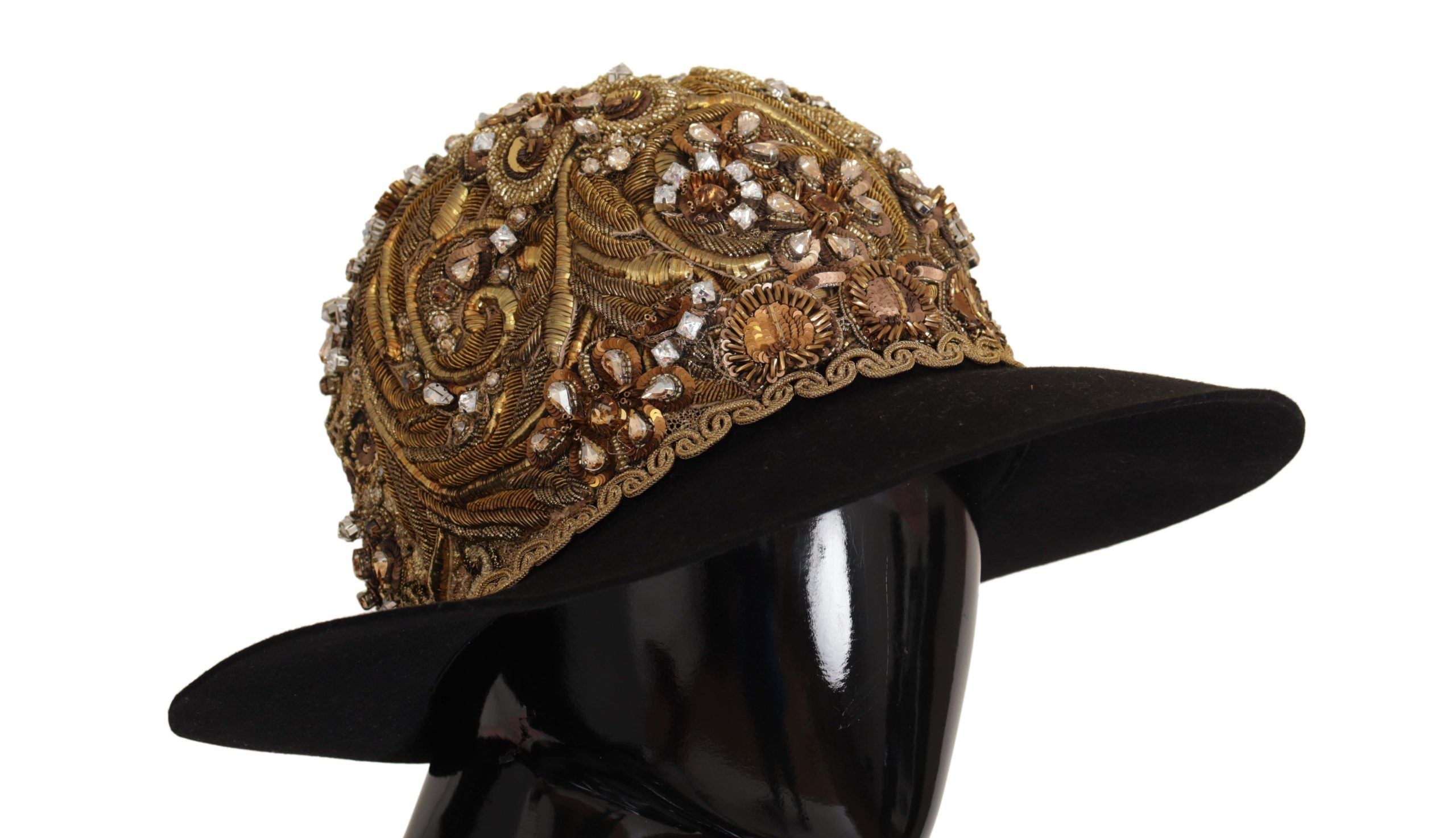 Dolce &amp; Gabbana, украсена със злато кристална шапка Fedora, бродирана с кристали