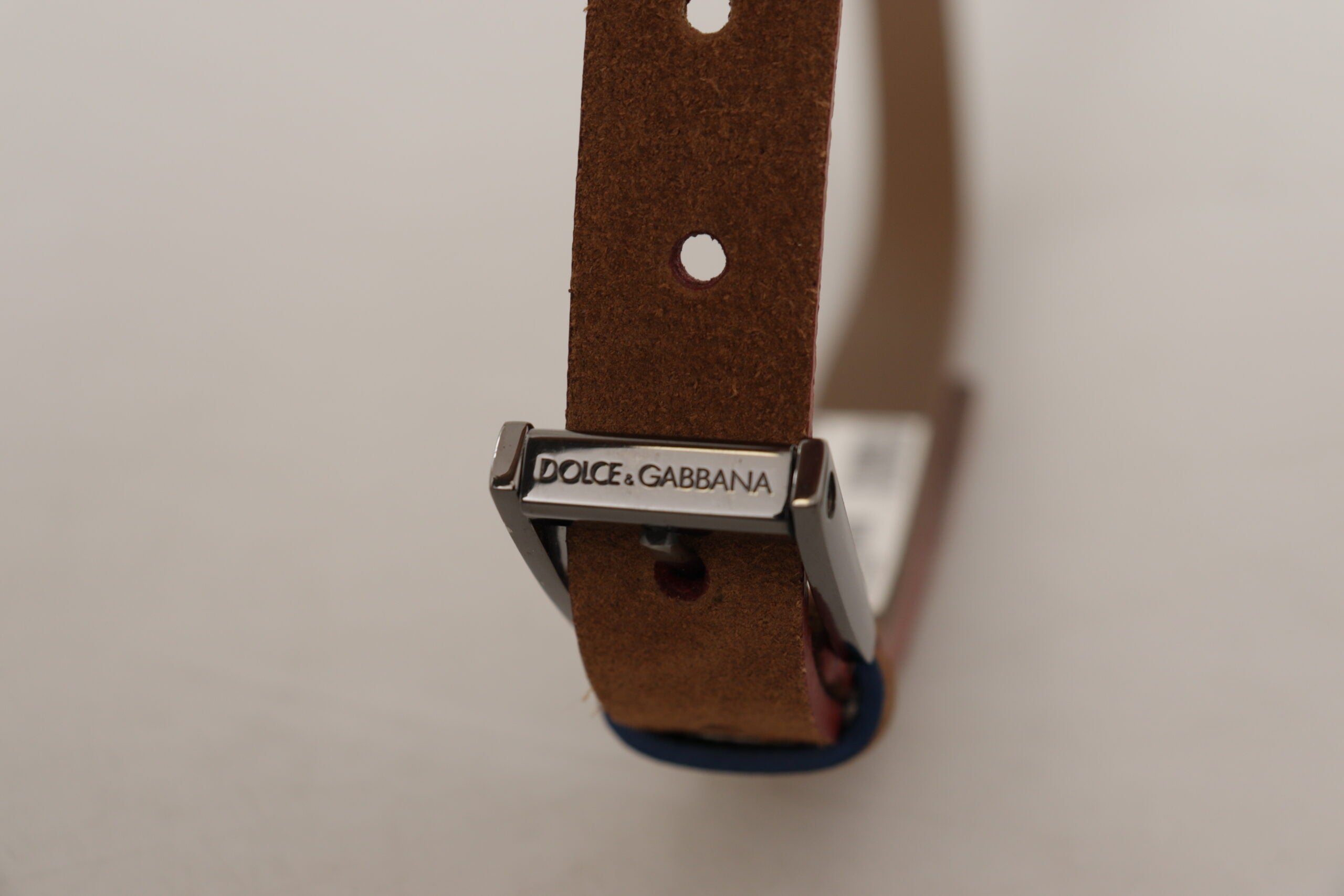 Dolce &amp; Gabbana кафяв колан с гравирана метална катарама
