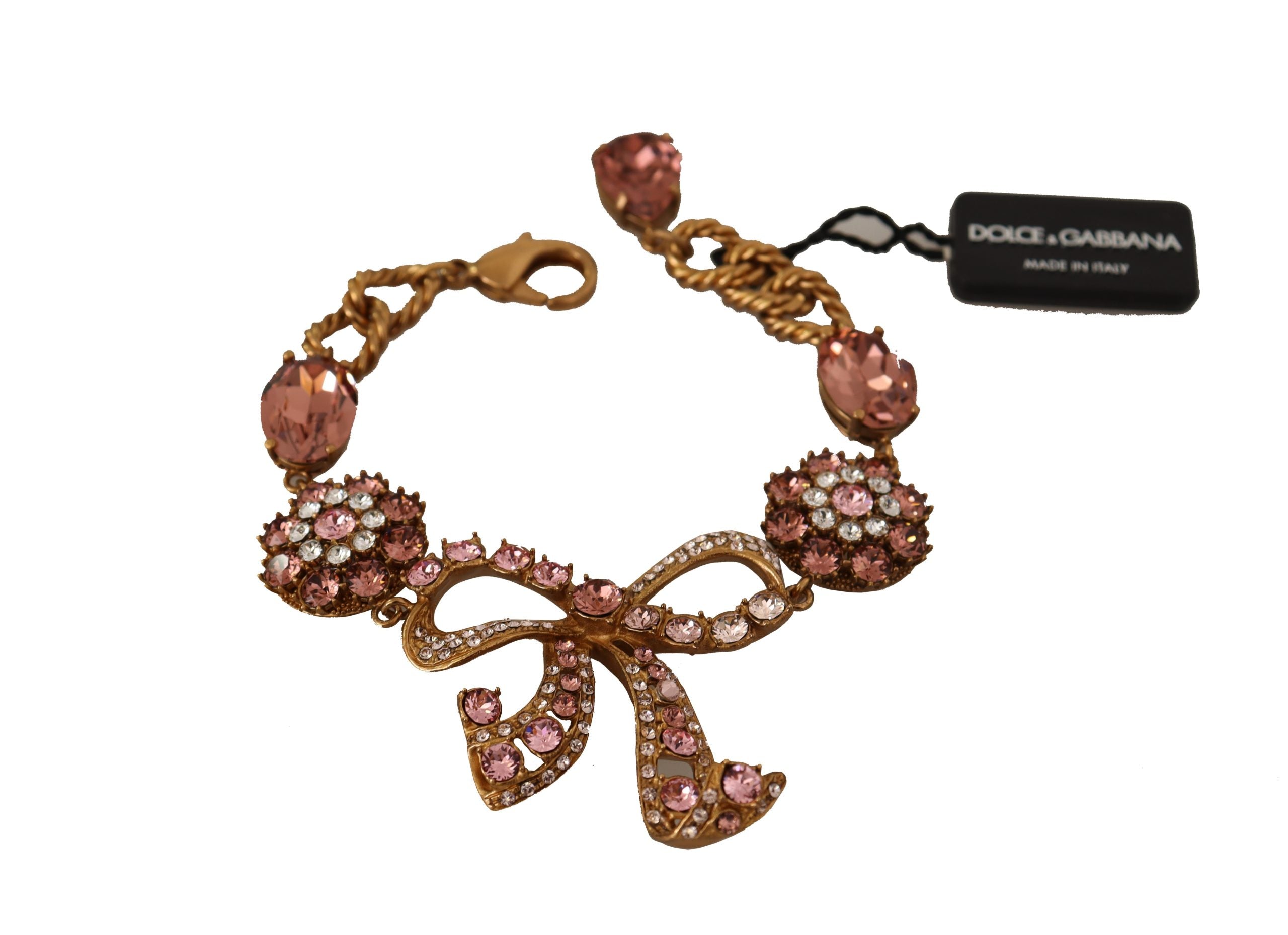 Гривна Dolce &amp; Gabbana със златна месингова верижка, украсена с барокови кристали