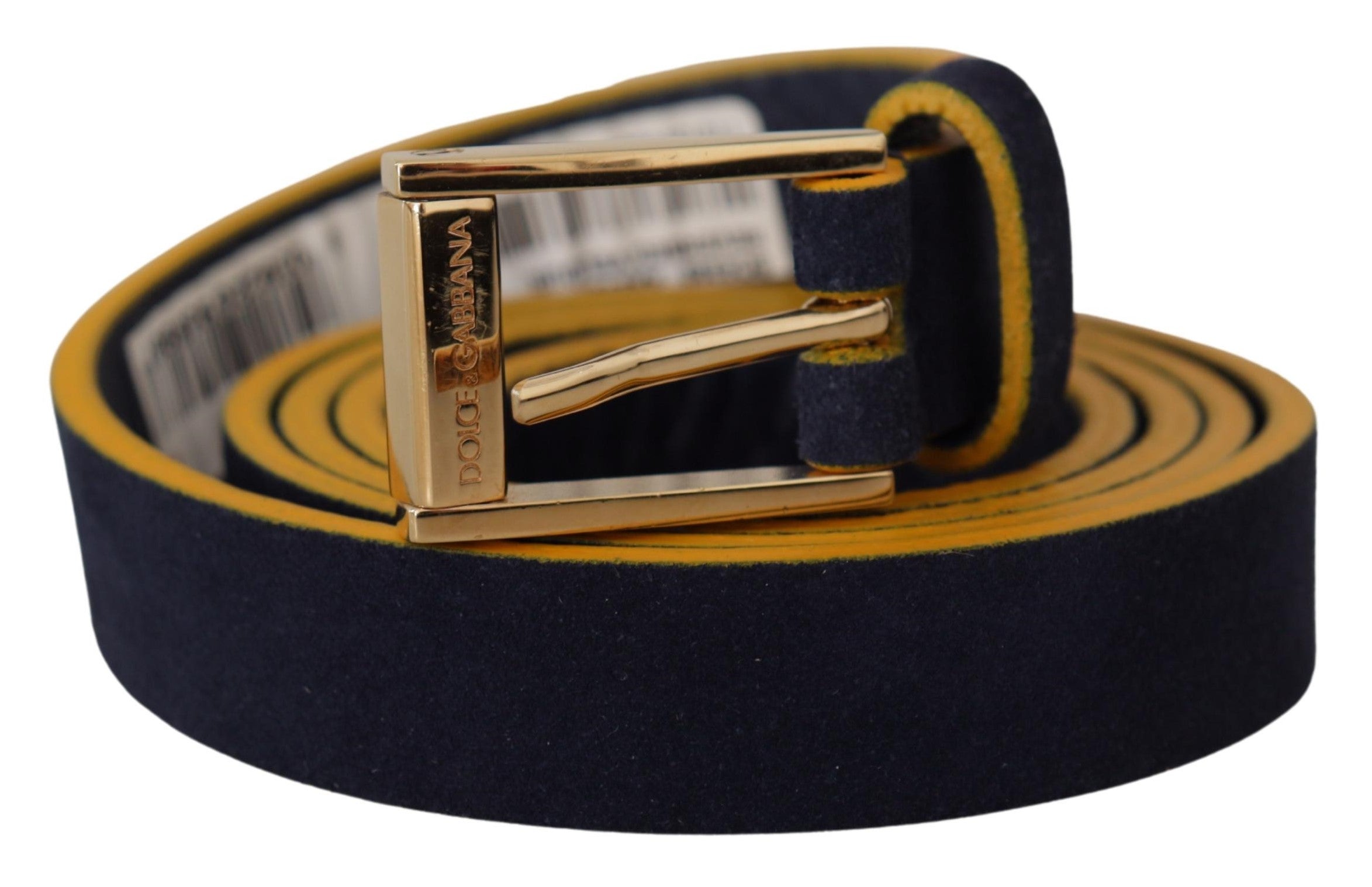 Dolce &amp; Gabbana Blue Suede Yellow Gold Метален колан с катарама