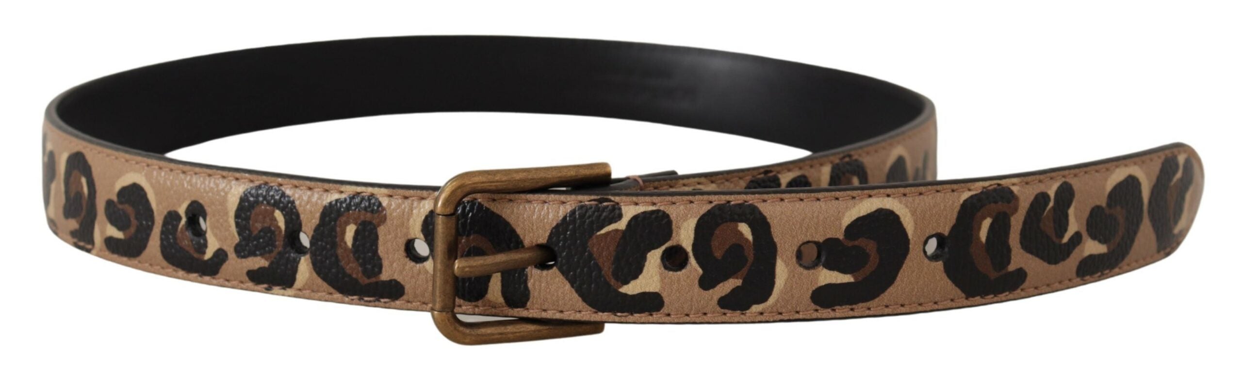 Dolce & Gabbana Elegant Leather Engraved Buckle Belt