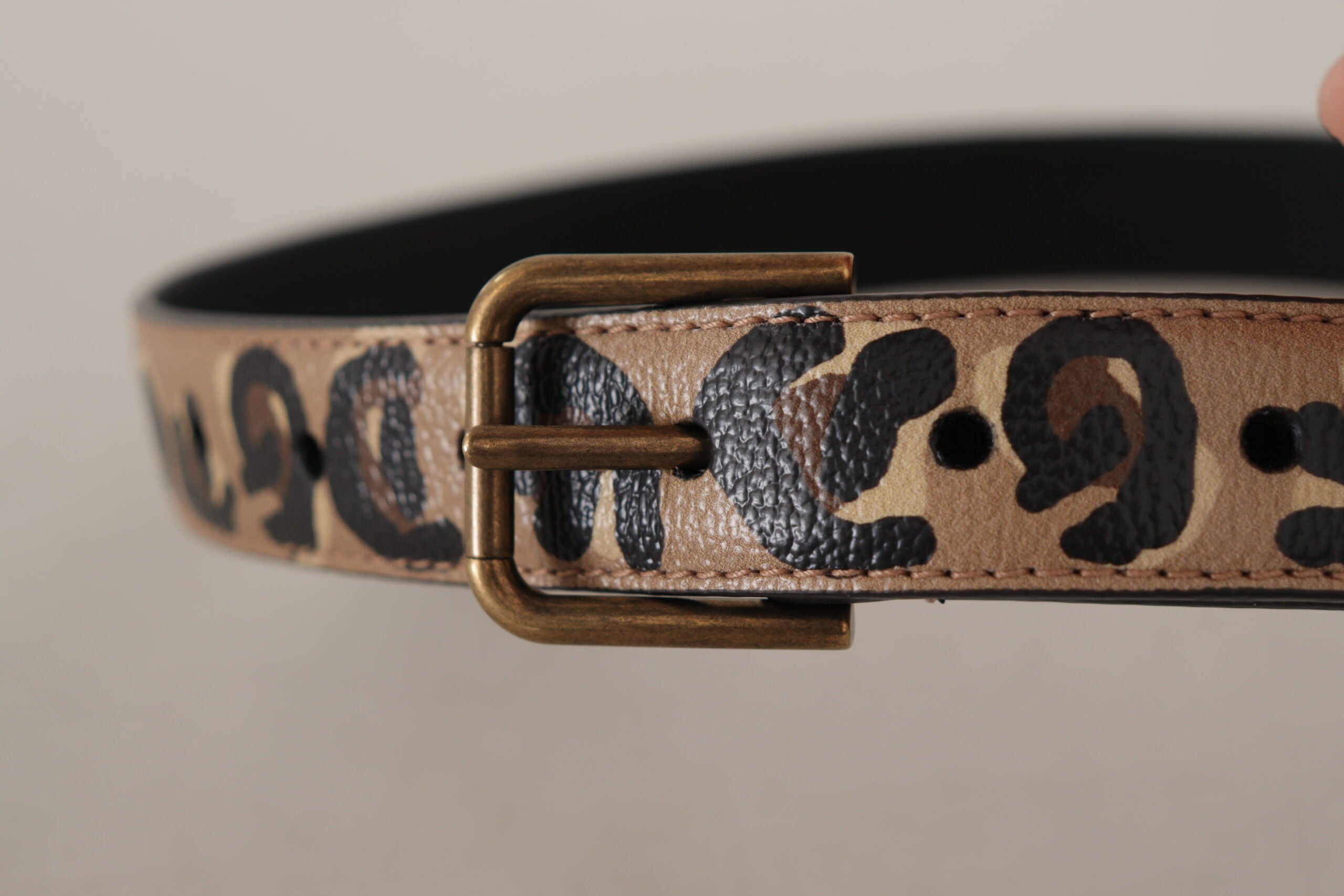 Dolce &amp; Gabbana кафяв леопардов принт ретро метален колан с катарама