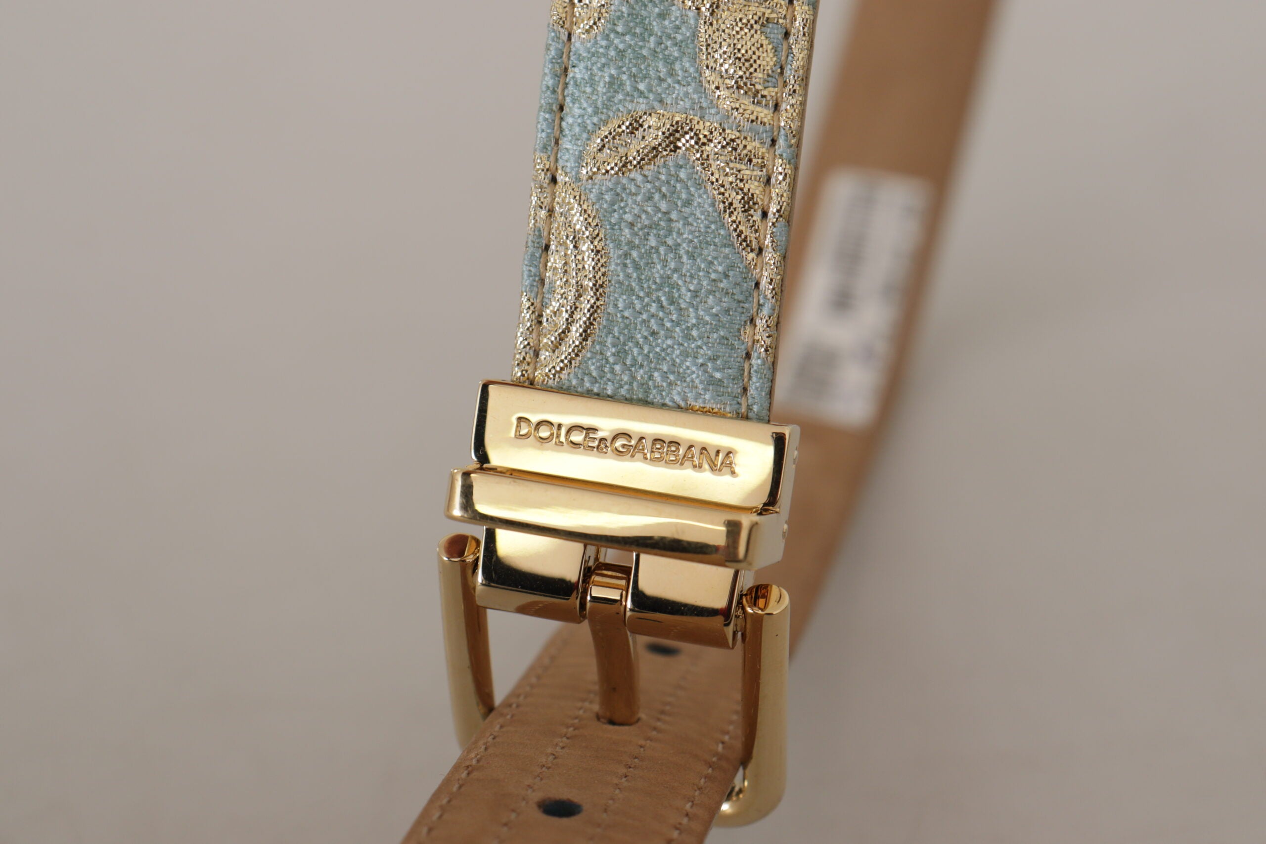 Dolce & Gabbana Elegant Light Blue Leather Belt with Gold Buckle