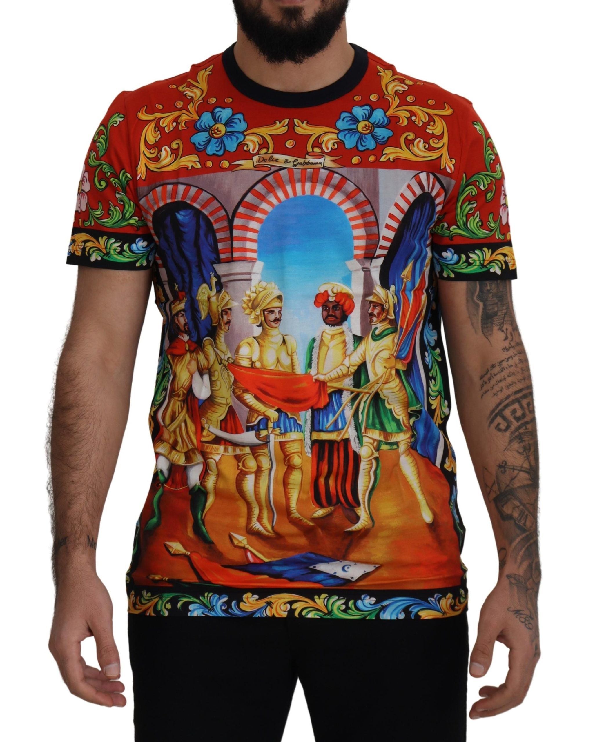 Ексклузивна мъжка тениска Dolce &amp; Gabbana Majolica Soldier Cotton