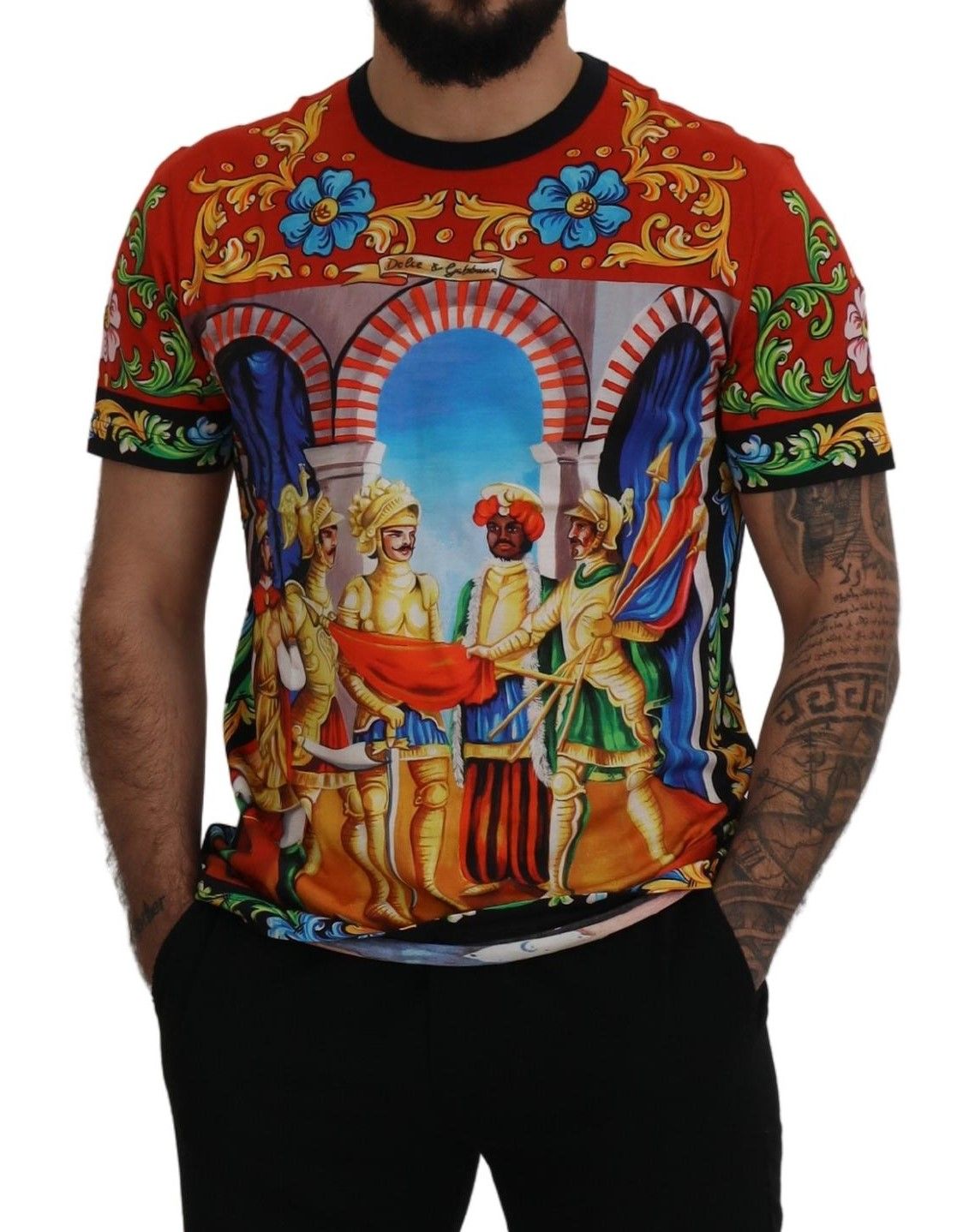 Ексклузивна мъжка тениска Dolce &amp; Gabbana Majolica Soldier Cotton