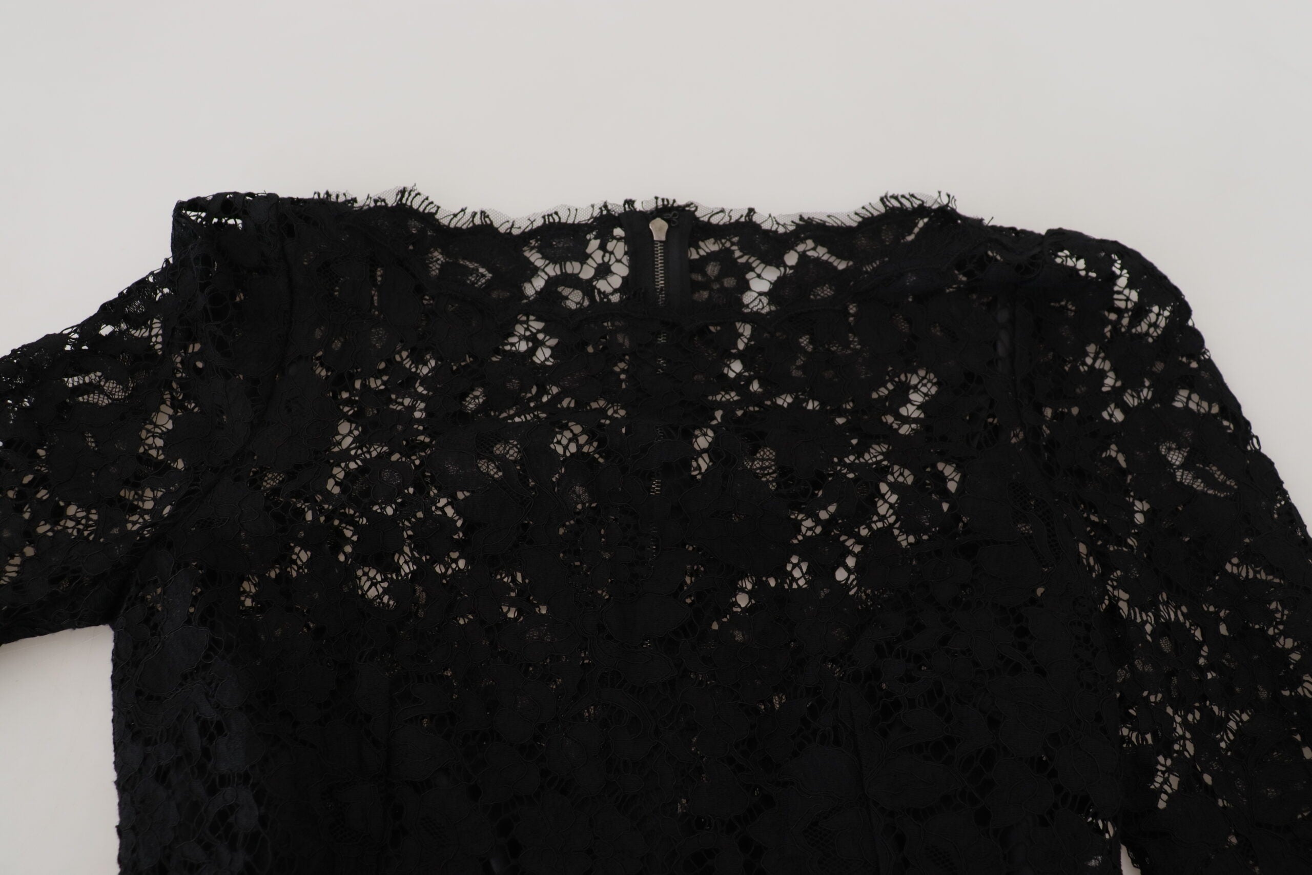 Горнище с дълги ръкави с черна памучна дантела Dolce &amp; Gabbana