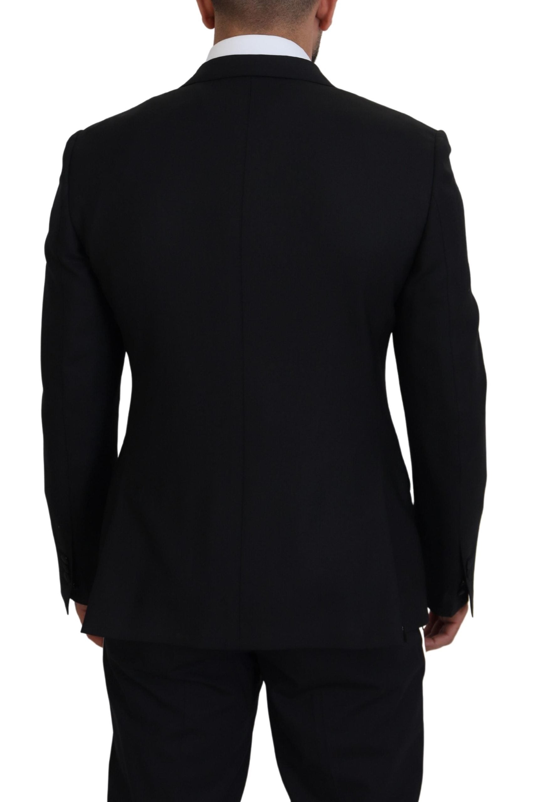 Dolce &amp; Gabbana Черно вълнено еластично прилепнало сако Блейзър