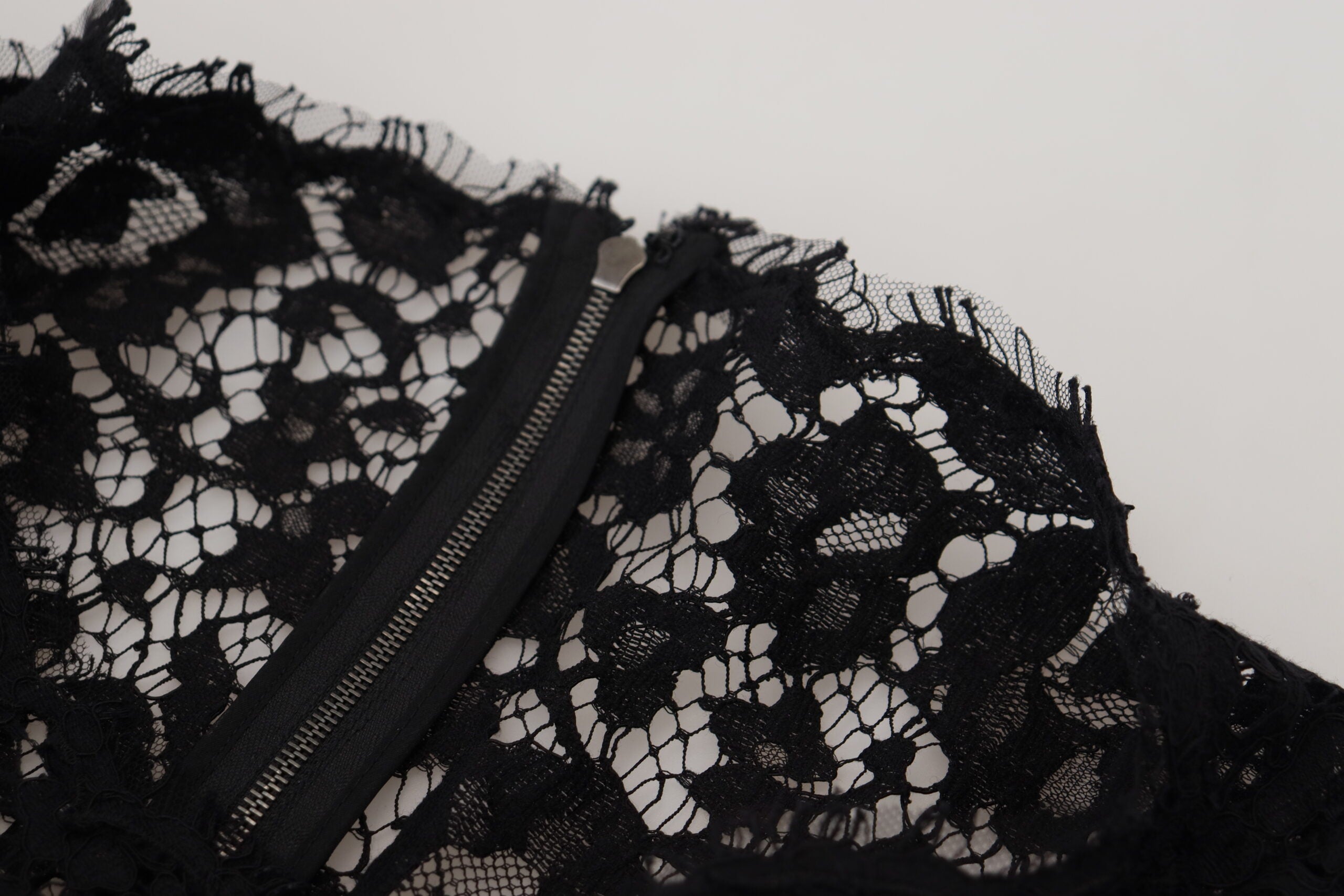 Горнище с дълги ръкави с черна памучна дантела Dolce &amp; Gabbana