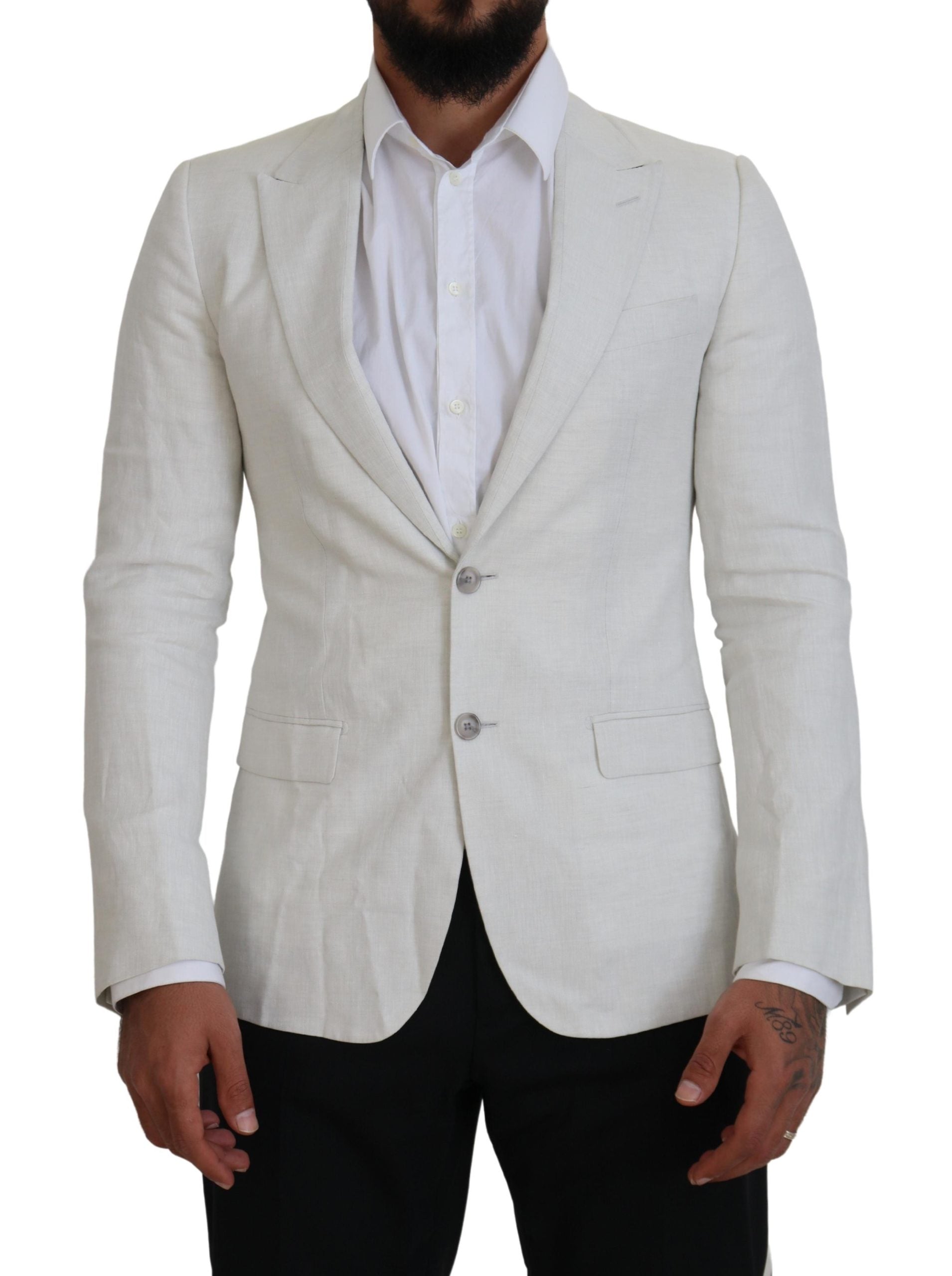Dolce &amp; Gabbana Бяло ленено прилепнало сако Блейзър