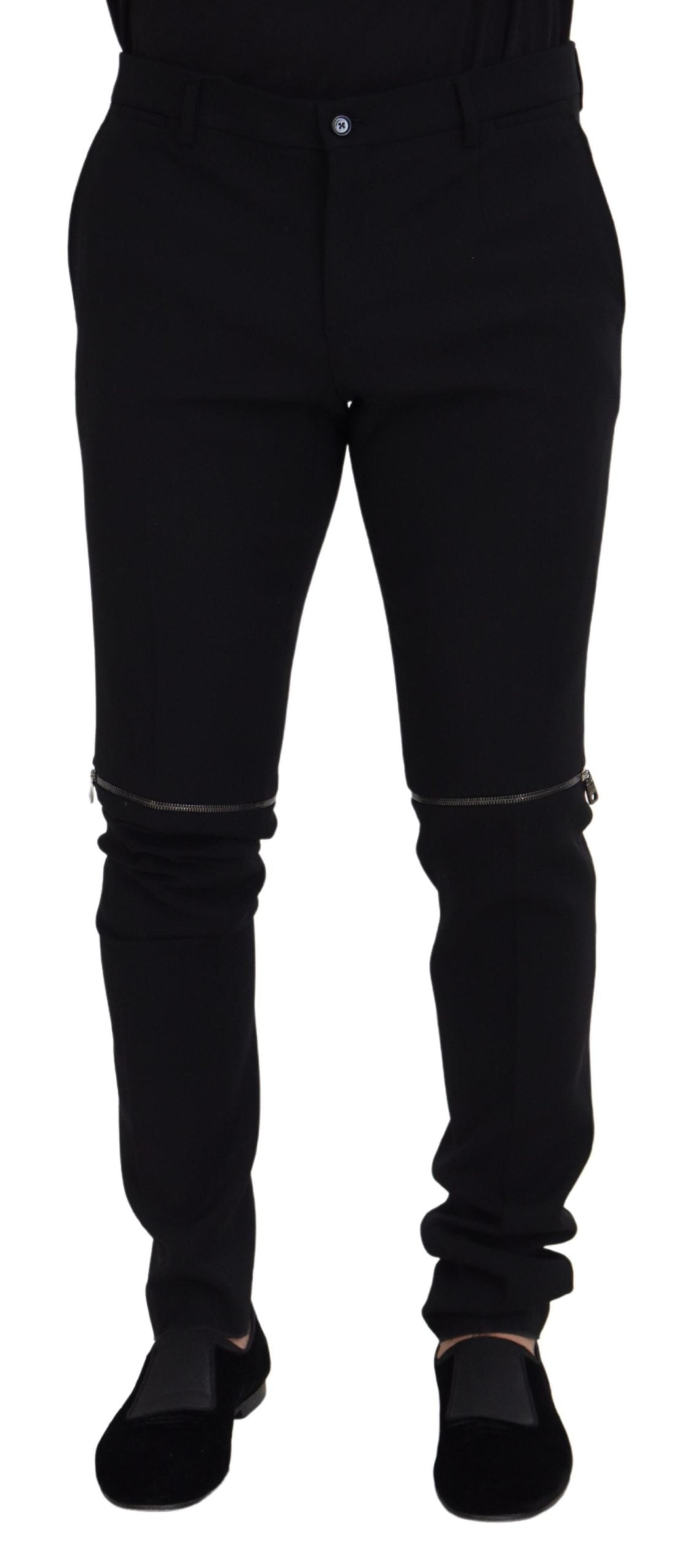 Dolce &amp; Gabbana черни вълнени мъжки панталони кабриолет