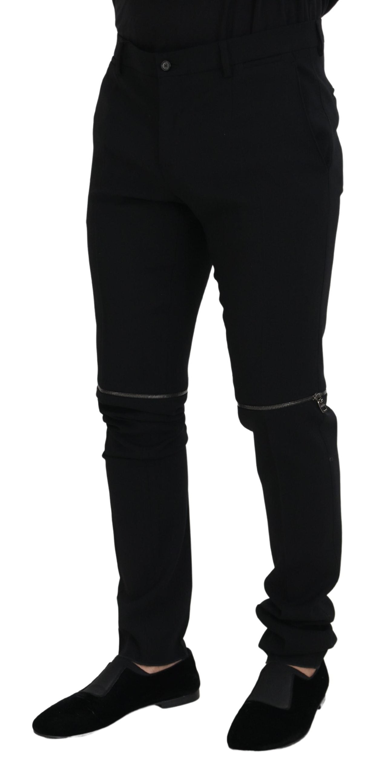 Dolce &amp; Gabbana черни вълнени мъжки панталони кабриолет
