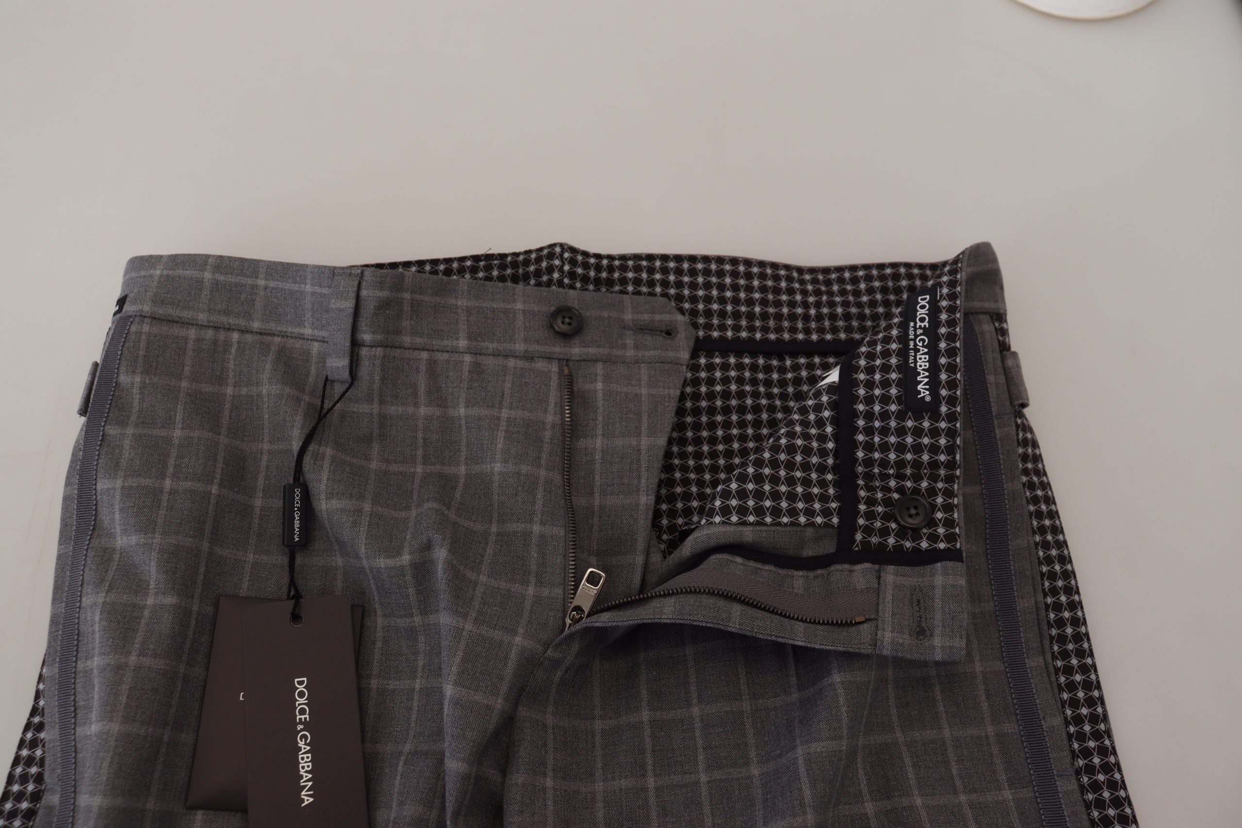Dolce &amp; Gabbana Сиви памучни чино панталони на каре