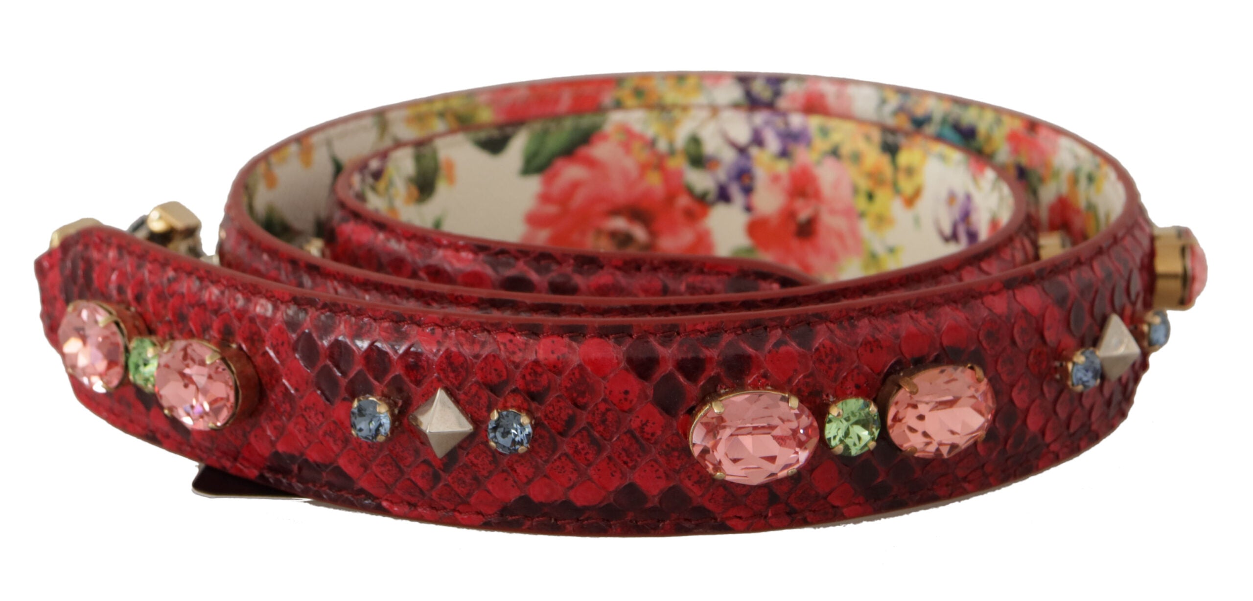 Реверсивна презрамка за рамо с червени екзотични кристали на Dolce &amp; Gabbana