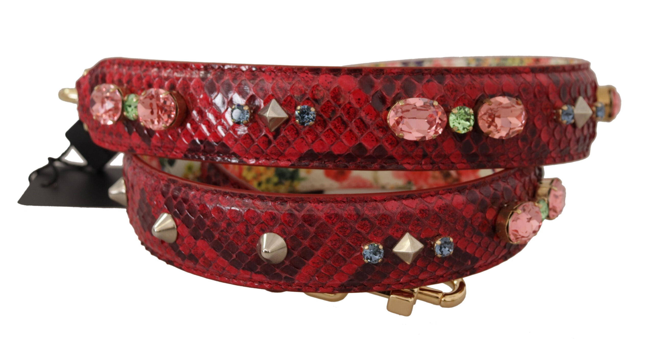 Реверсивна презрамка за рамо с червени екзотични кристали на Dolce &amp; Gabbana