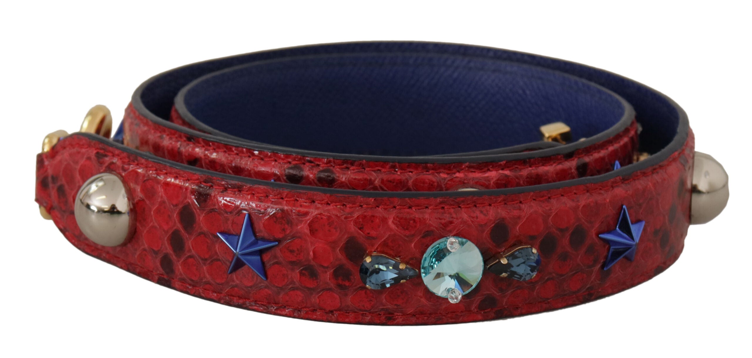 Dolce &amp; Gabbana червена екзотична кожена каишка за рамо с кристали