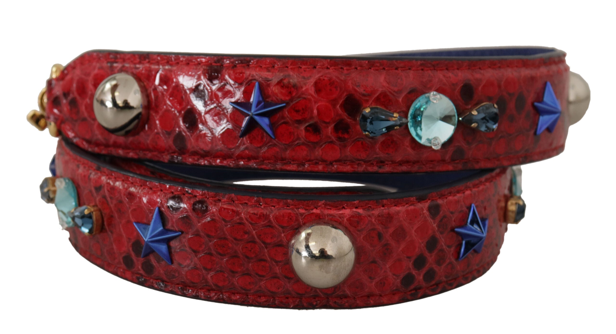 Dolce &amp; Gabbana червена екзотична кожена каишка за рамо с кристали