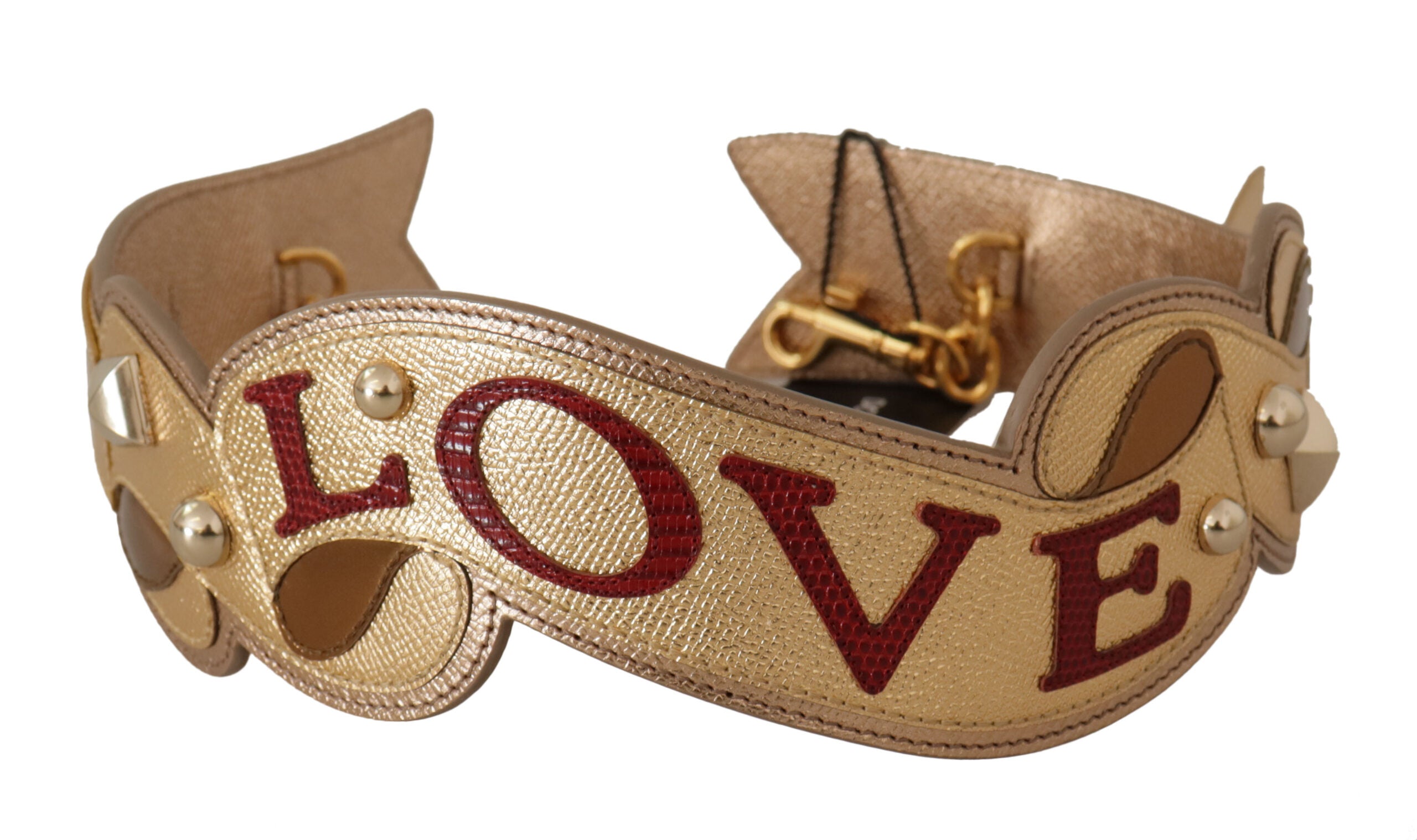Dolce &amp; Gabbana Златна кожена чанта LOVE Patch Bag презрамка