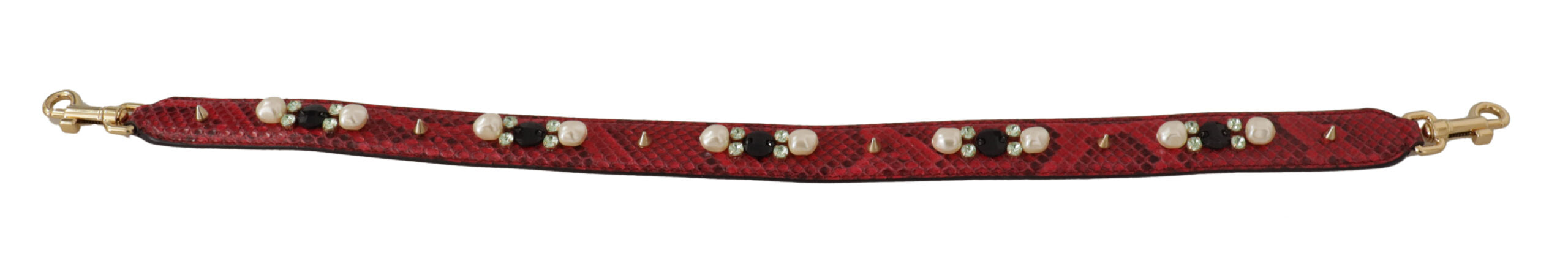Червена екзотична кожена чанта с кристали Dolce &amp; Gabbana, презрамка за рамо