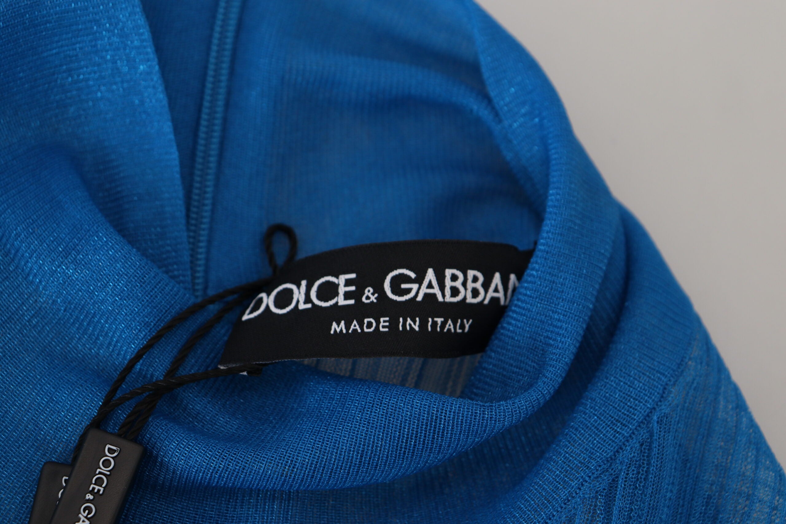 Dolce &amp; Gabbana Синя мрежеста водолазка с дълги ръкави и блуза