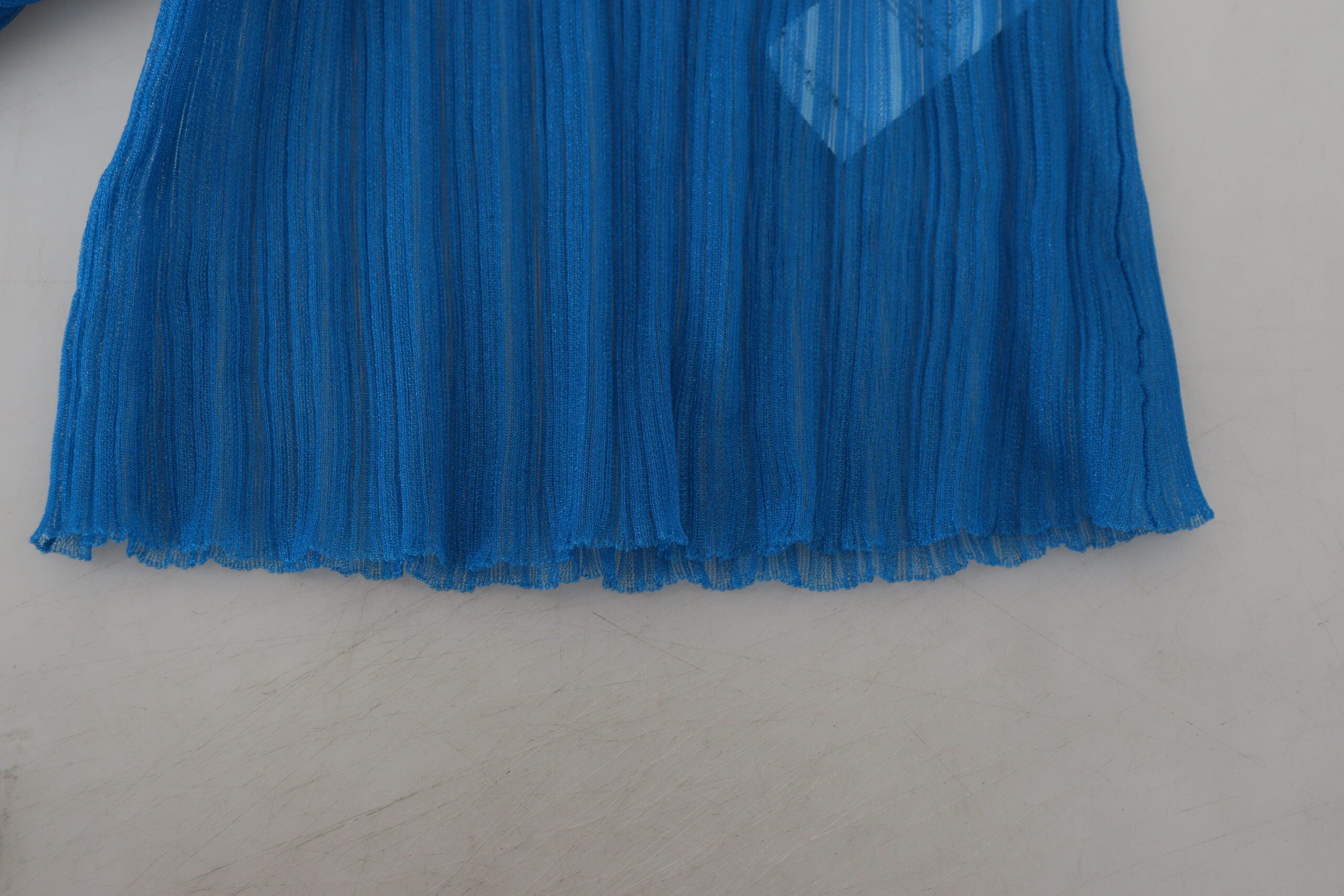 Dolce &amp; Gabbana Синя мрежеста водолазка с дълги ръкави и блуза