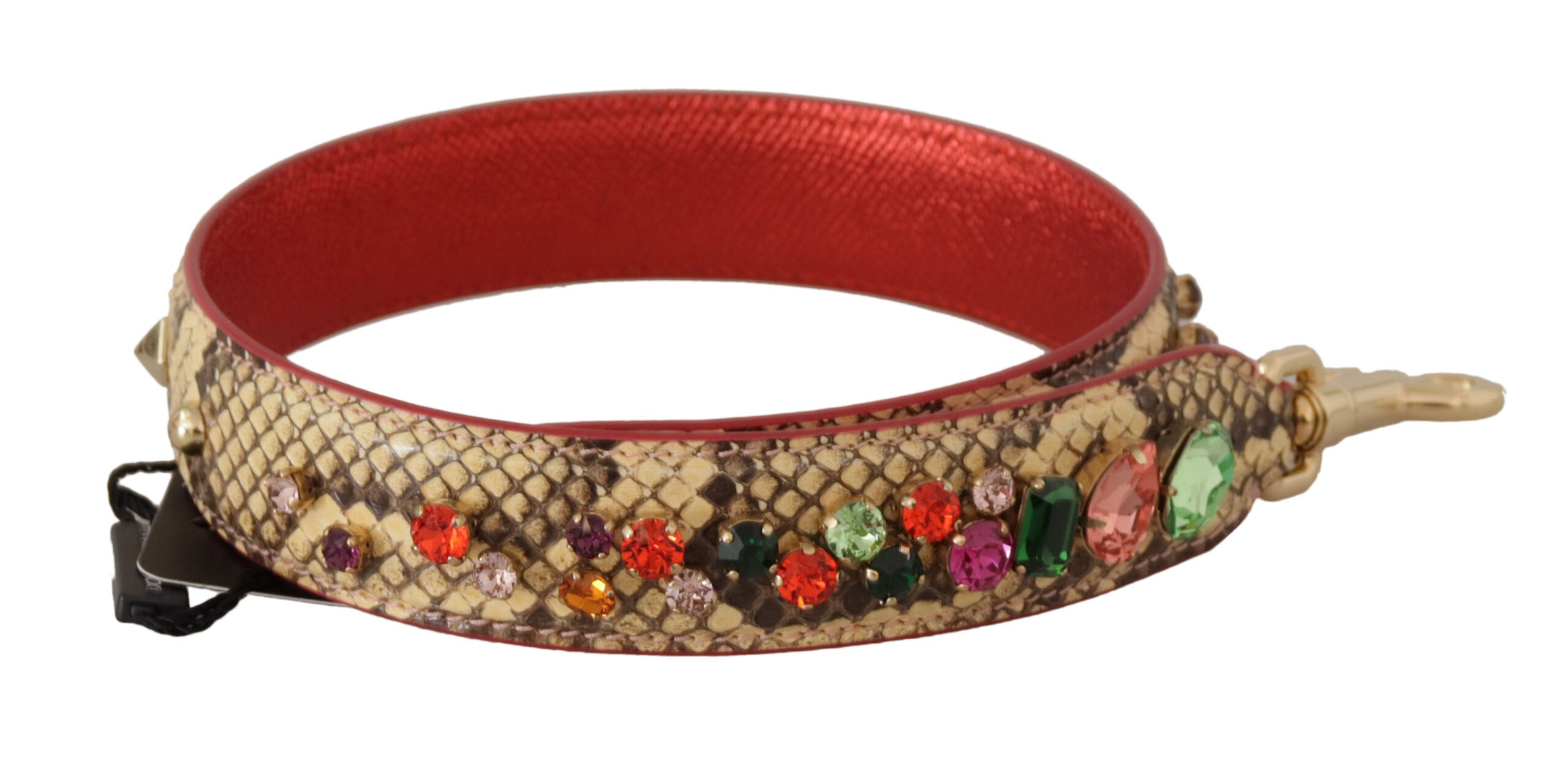 Dolce &amp; Gabbana бежова екзотична кожена каишка за рамо с кристали