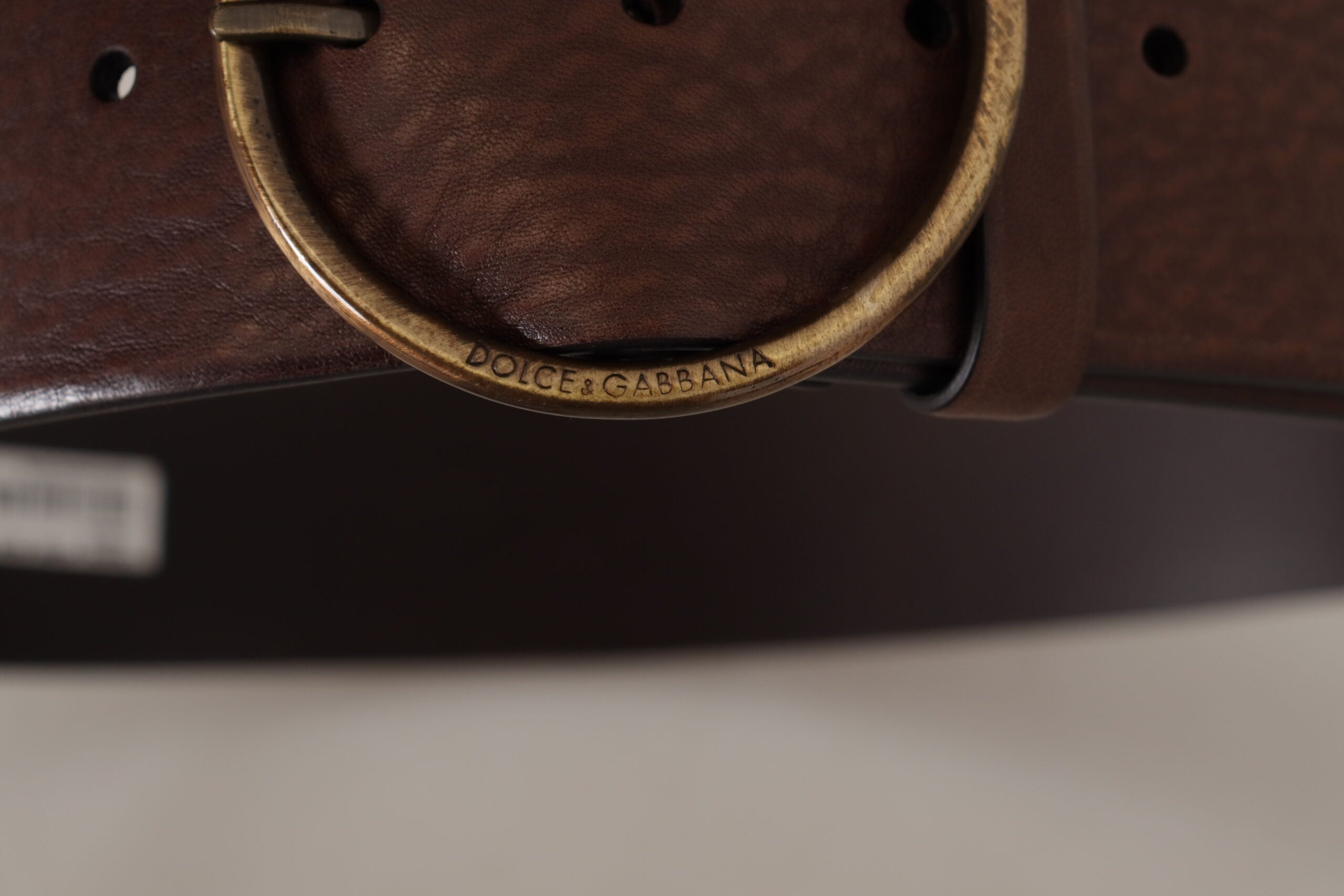 Dolce &amp; Gabbana кафяв кожен колан с лого с широка талия и кръгла катарама