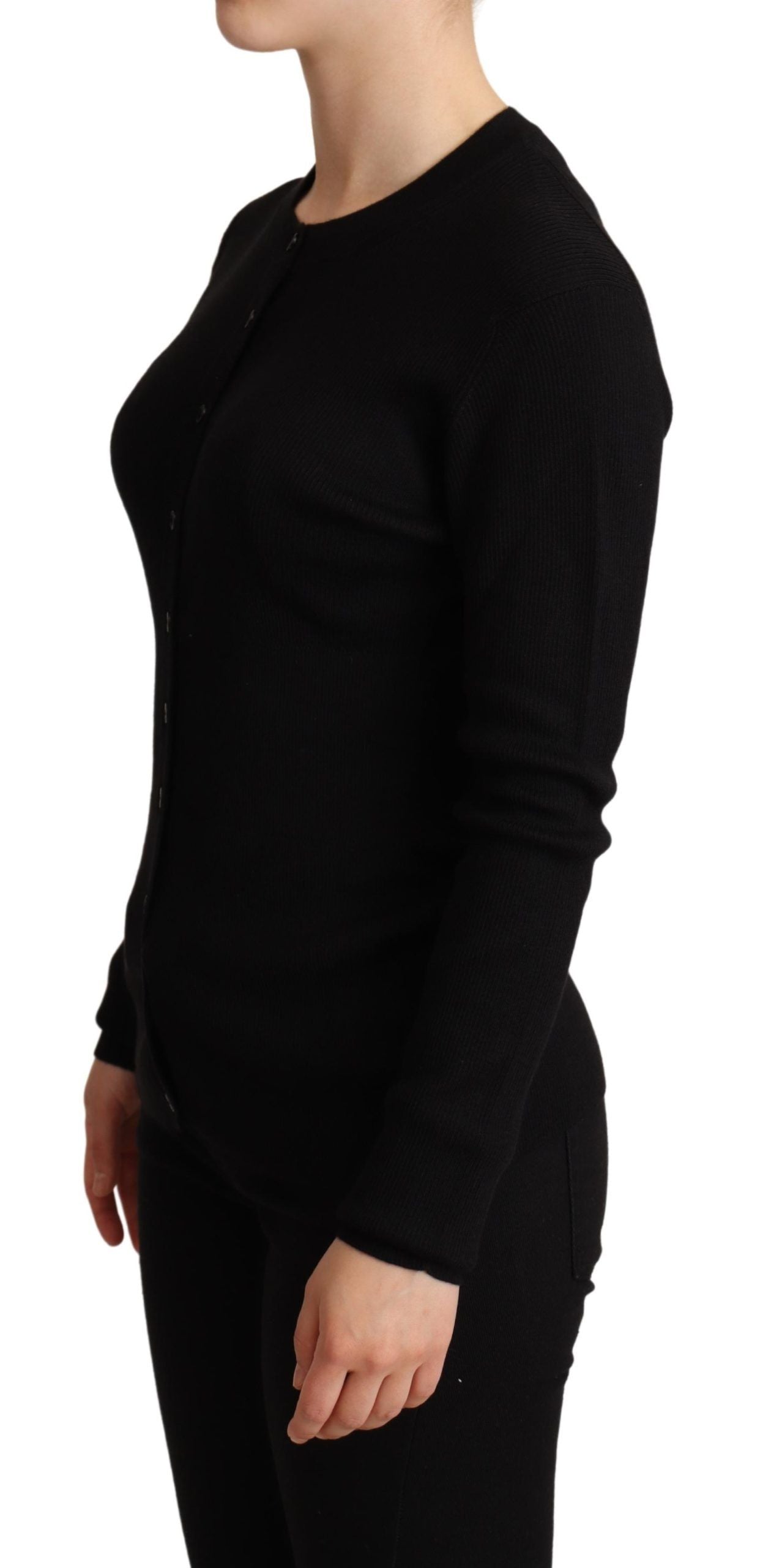 Dolce & Gabbana Elegant Black Silk Cashmere Cardigan