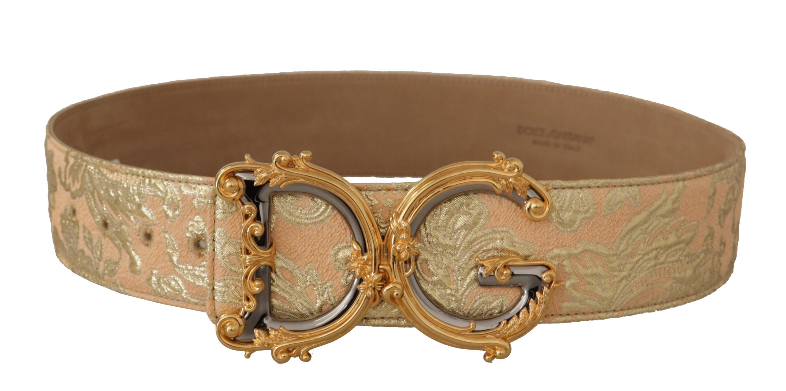 Dolce &amp; Gabbana златен широк жакардов колан с катарама с лого DG
