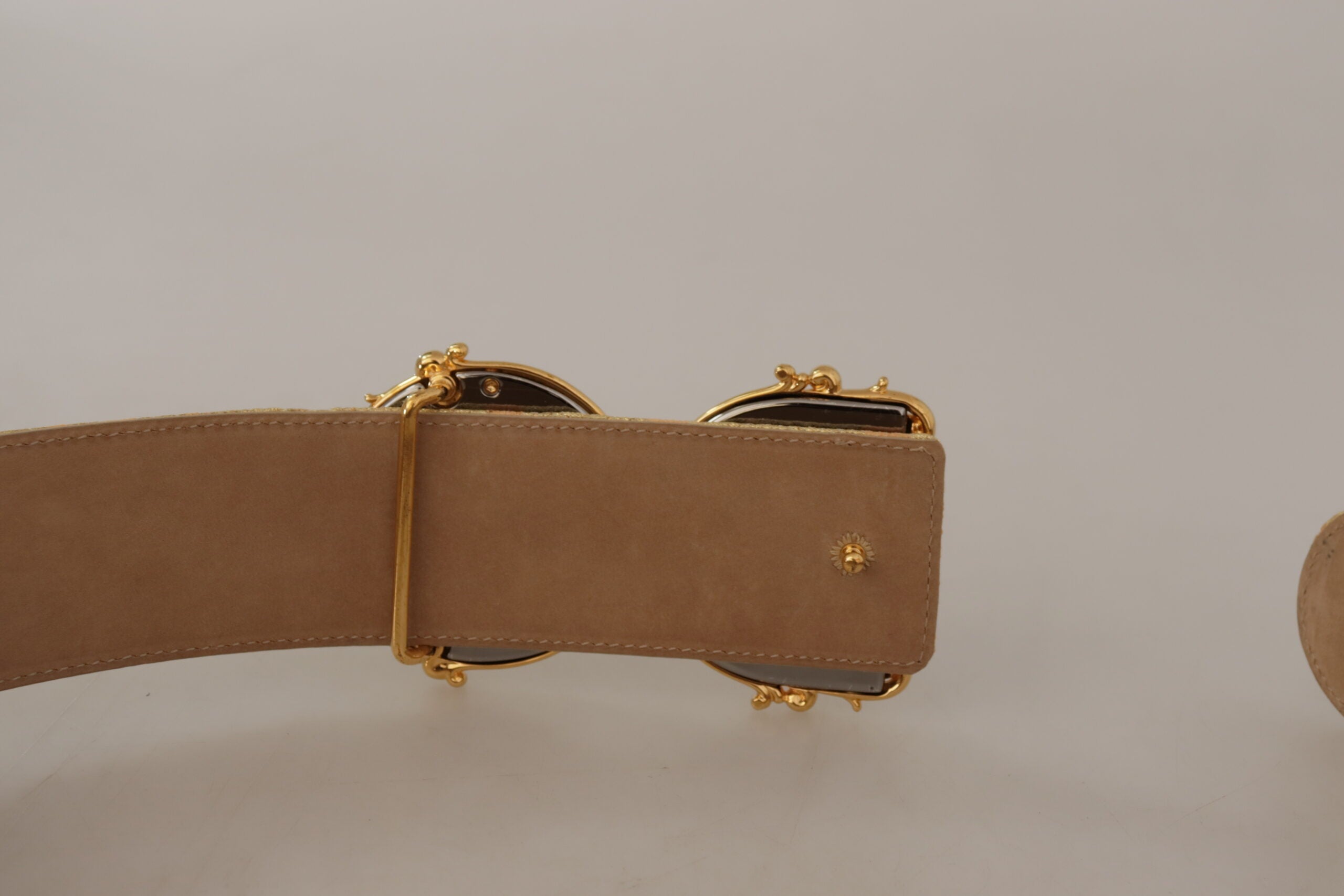 Dolce &amp; Gabbana златен широк жакардов колан с катарама с лого DG