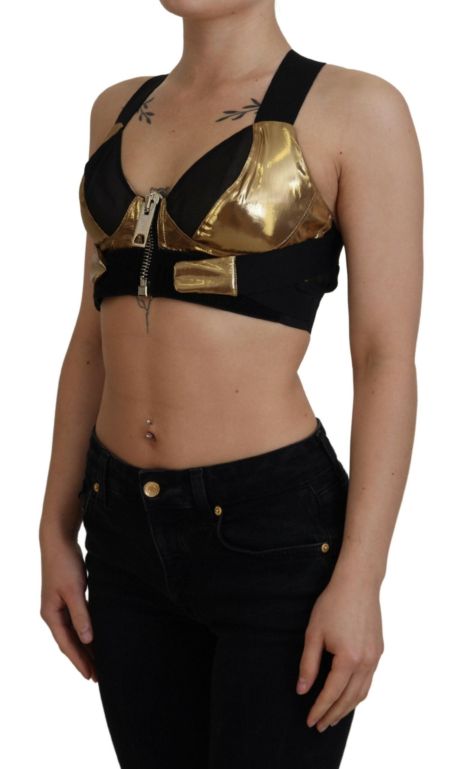 Dolce & Gabbana Elegant Cropped Top with Front Zipper