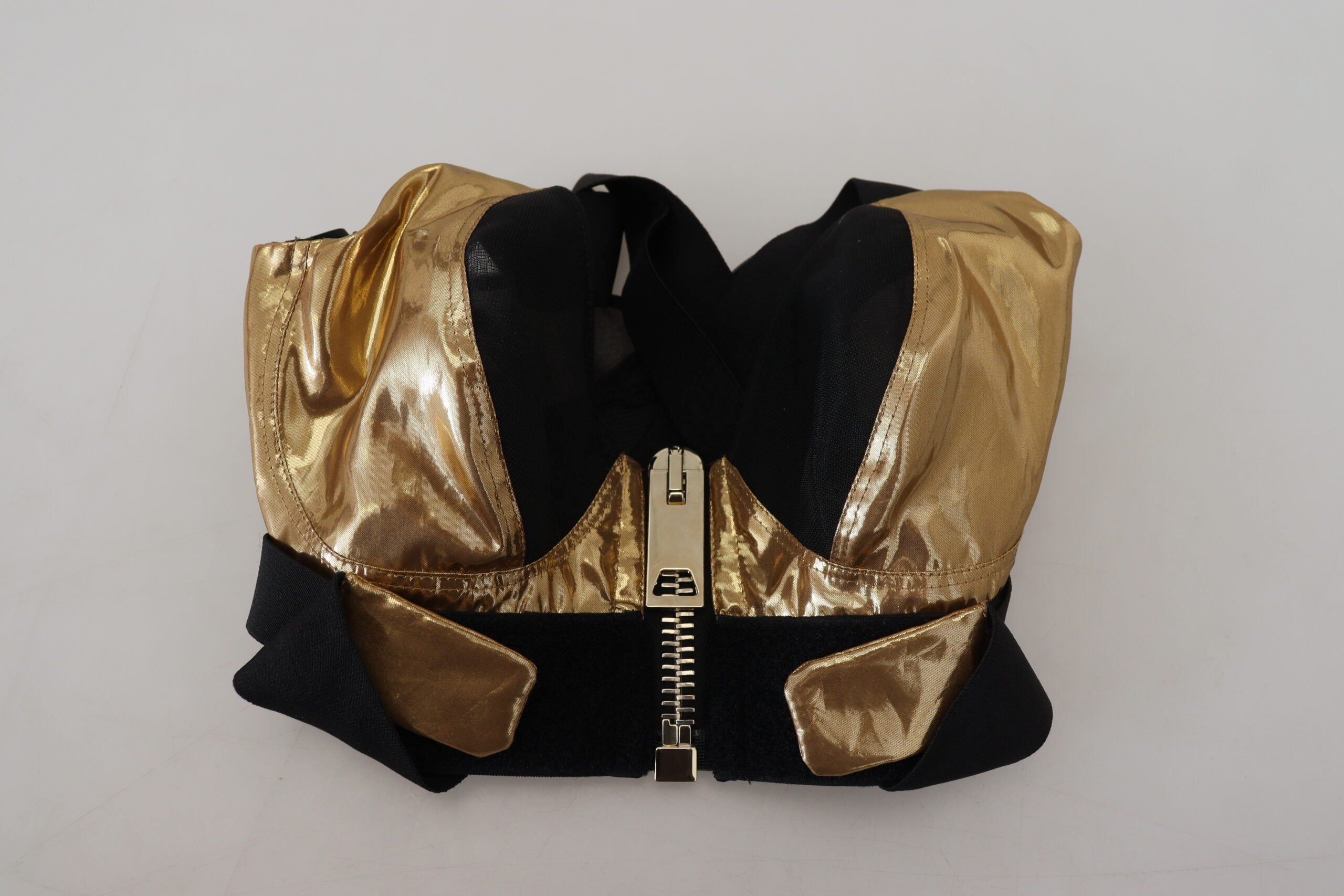 Dolce &amp; Gabbana Черно златисто изрязано бюстие без ръкави