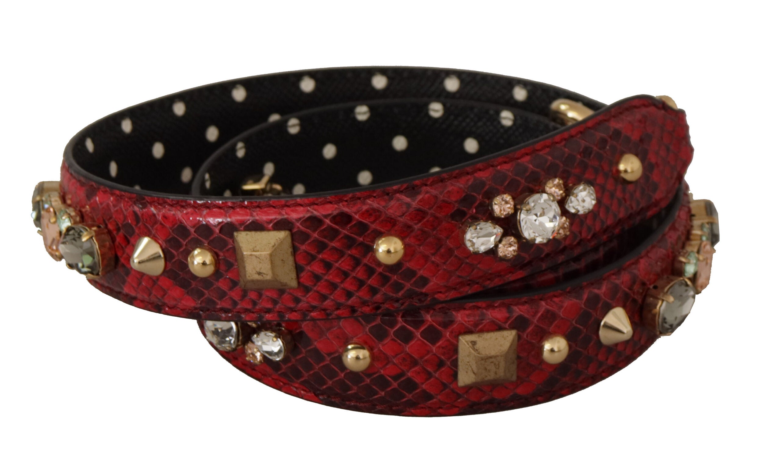 Реверсивна презрамка за рамо от червен питон с кристали Dolce &amp; Gabbana