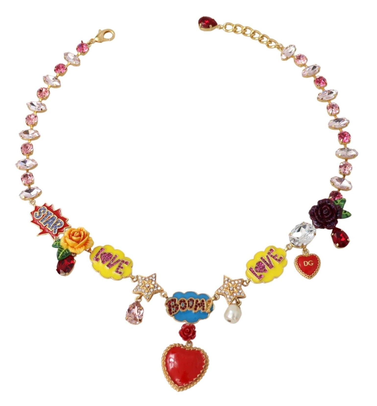 Dolce &amp; Gabbana Gold Cartoon Love Star Boom Crystals Chain Колие