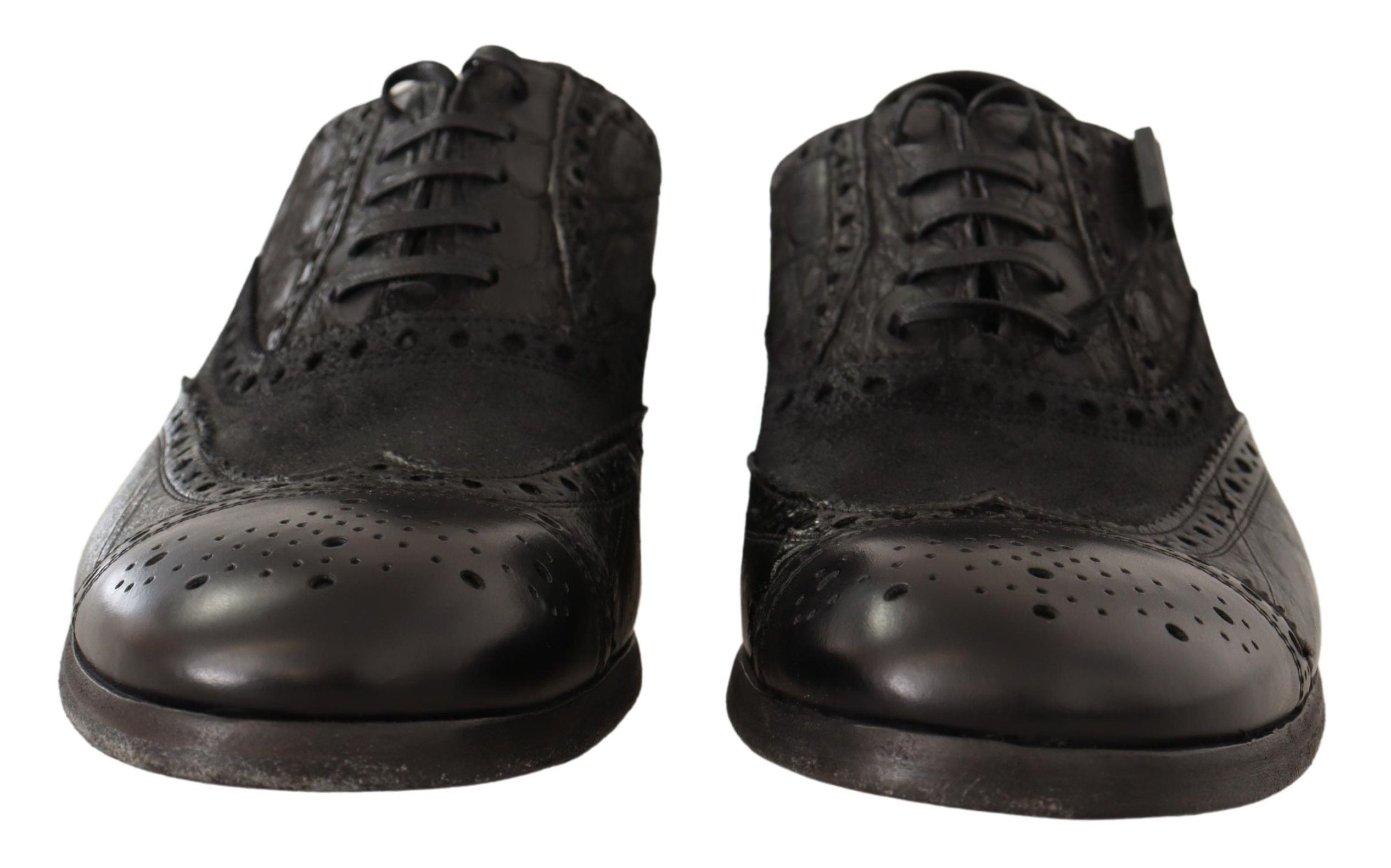 Dolce &amp; Gabbana, черни кожени мъжки официални обувки Brogue Wing Tip