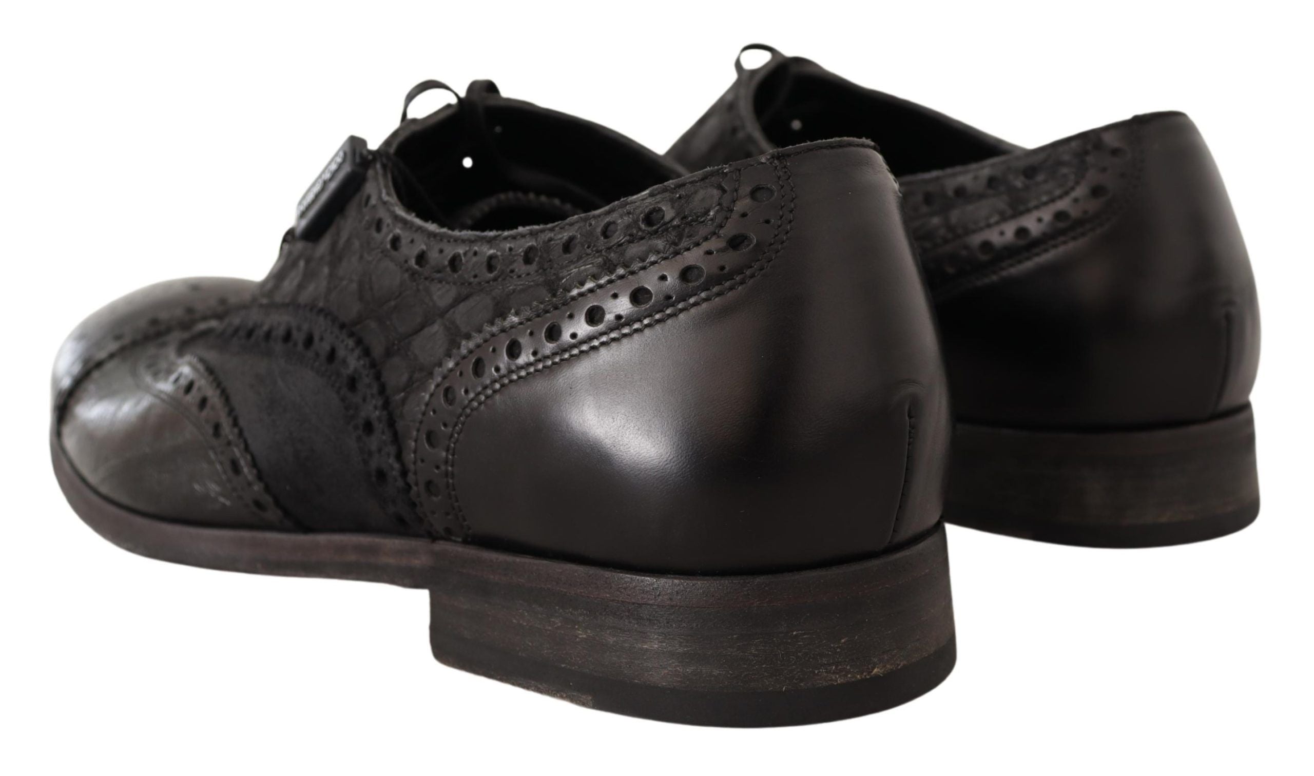 Dolce &amp; Gabbana, черни кожени мъжки официални обувки Brogue Wing Tip